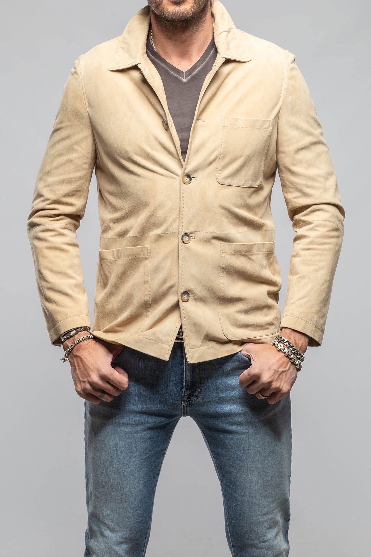 Axel's Florence Collection Hanover Suede Shirt Jacket Samples - Mens - Outerwear - Leather