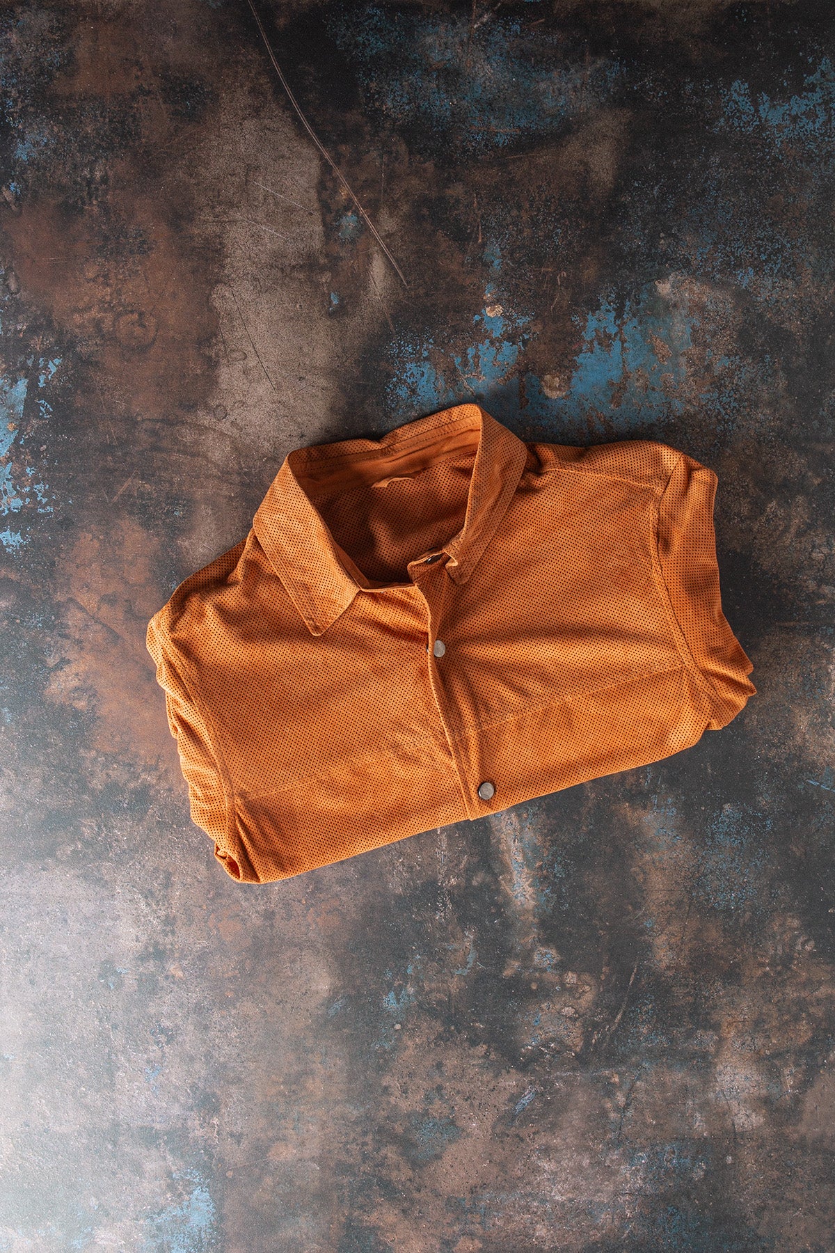 Axel's Florence Collection Johnston Perforated Suede Snap Shirt Samples - Mens - Outerwear - Leather