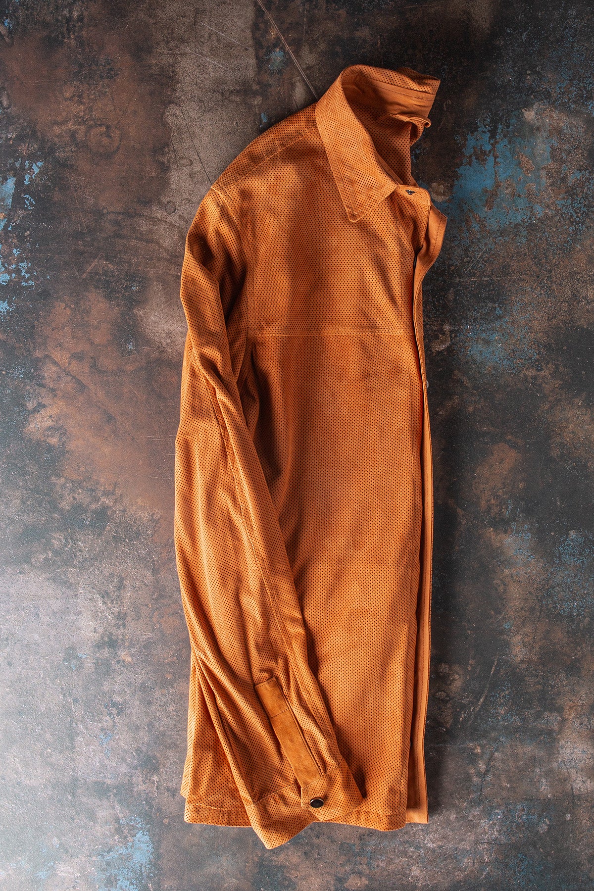 Axel's Florence Collection Johnston Perforated Suede Snap Shirt Samples - Mens - Outerwear - Leather