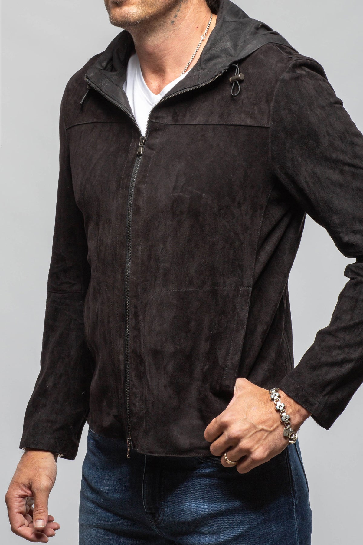Axel's Florence Collection Kane Suede Hoodie Samples - Mens - Outerwear - Leather