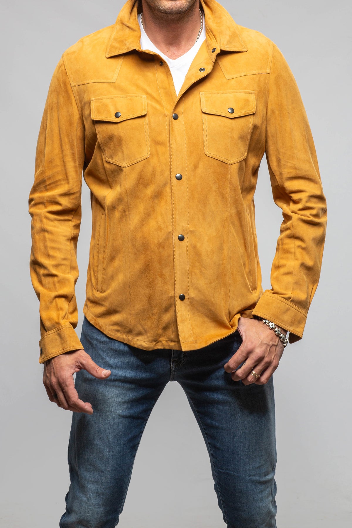 Axel's Florence Collection Kendrick Suede Snap Shirt Samples - Mens - Outerwear - Cloth