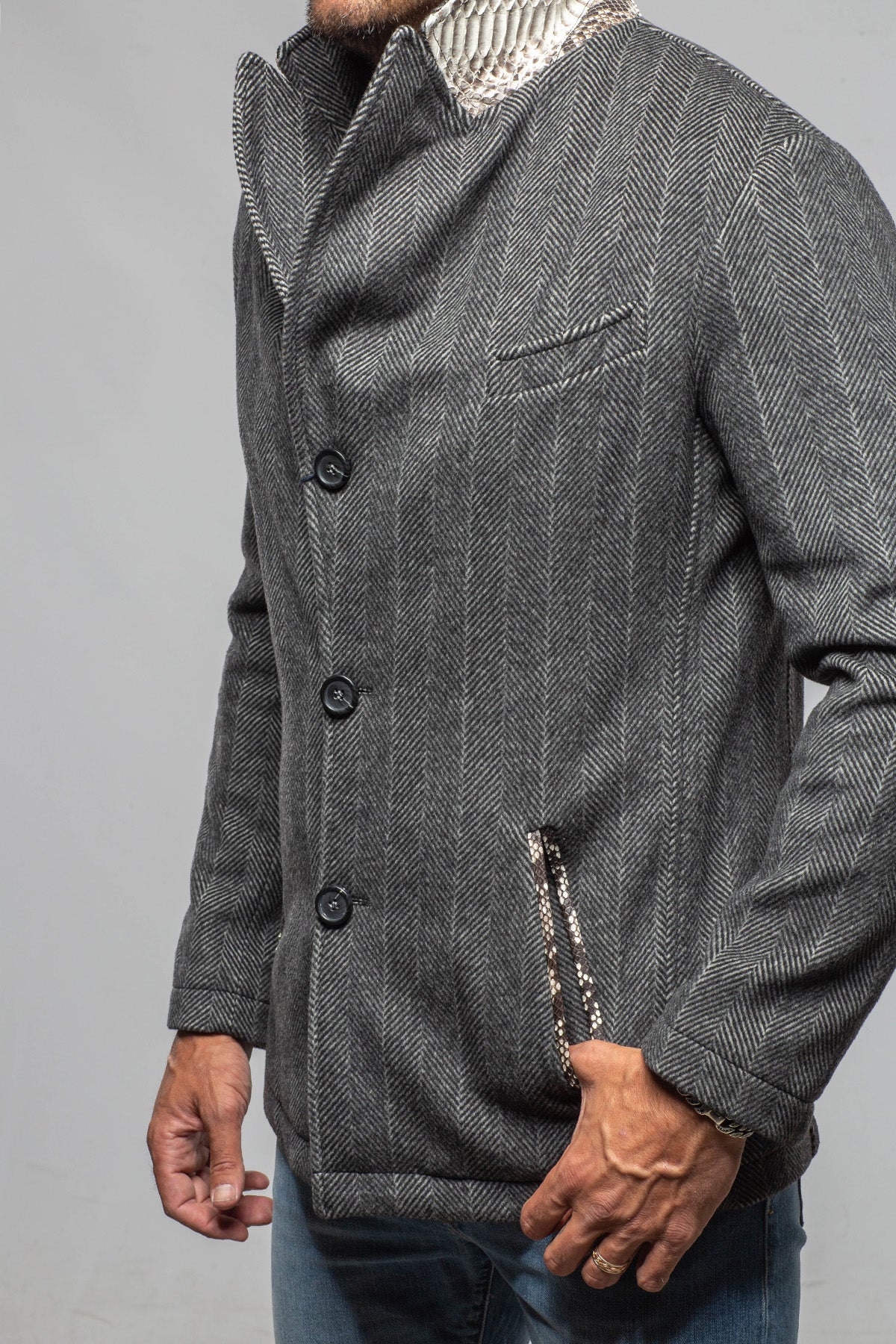 Axel's Florence Collection Klose Wool & Cashmere Python-Trim Coat Mens - Outerwear - Cloth