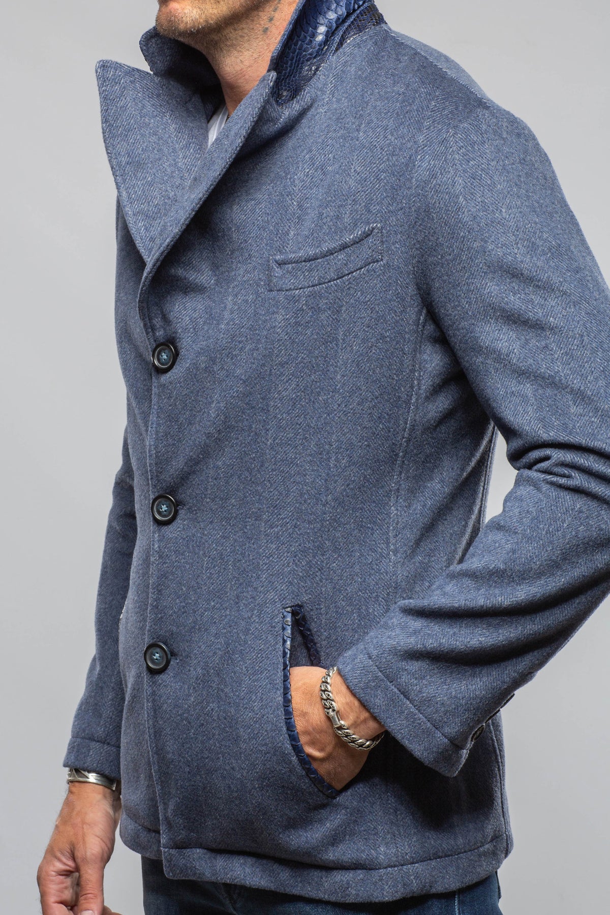 Axel's Florence Collection Klose Wool & Cashmere Python-Trim Coat Mens - Outerwear - Cloth