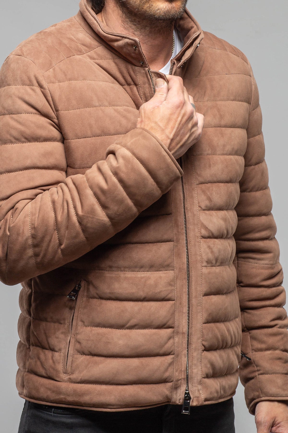 Axel's Florence Collection Lorenzo Suede Puffer Samples - Mens - Outerwear - Leather