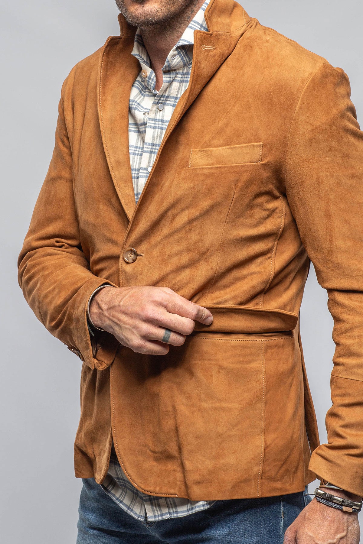 Axel's Florence Collection Maldito Suede Blazer In Cognac Mens - Outerwear - Leather