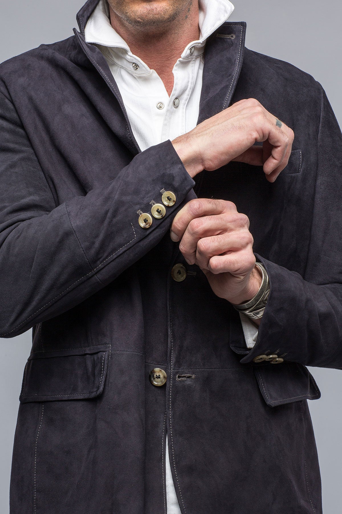 Axel's Florence Collection Maldito Suede Blazer In Navy Mens - Outerwear - Leather