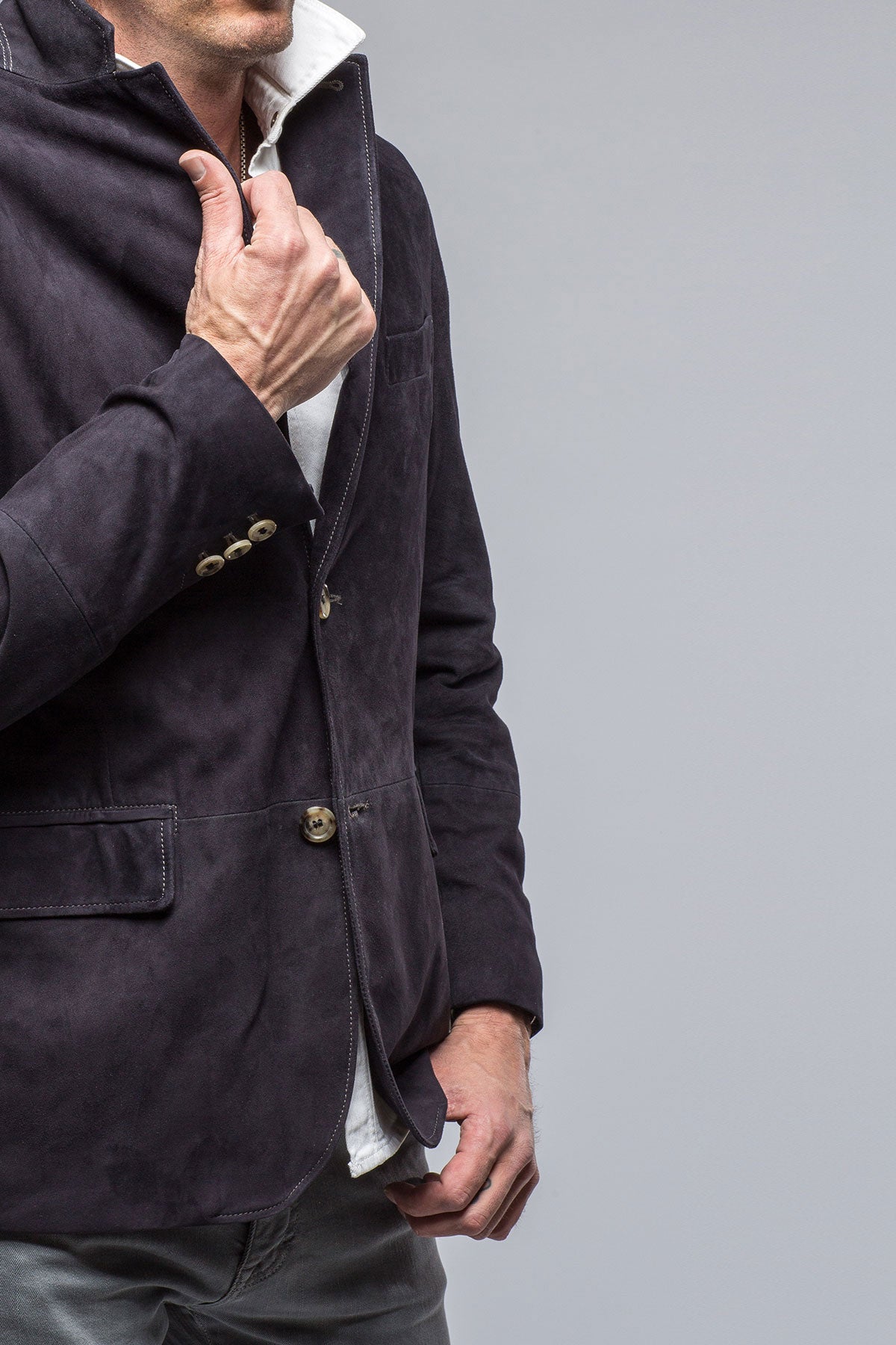 Axel's Florence Collection Maldito Suede Blazer In Navy Mens - Outerwear - Leather