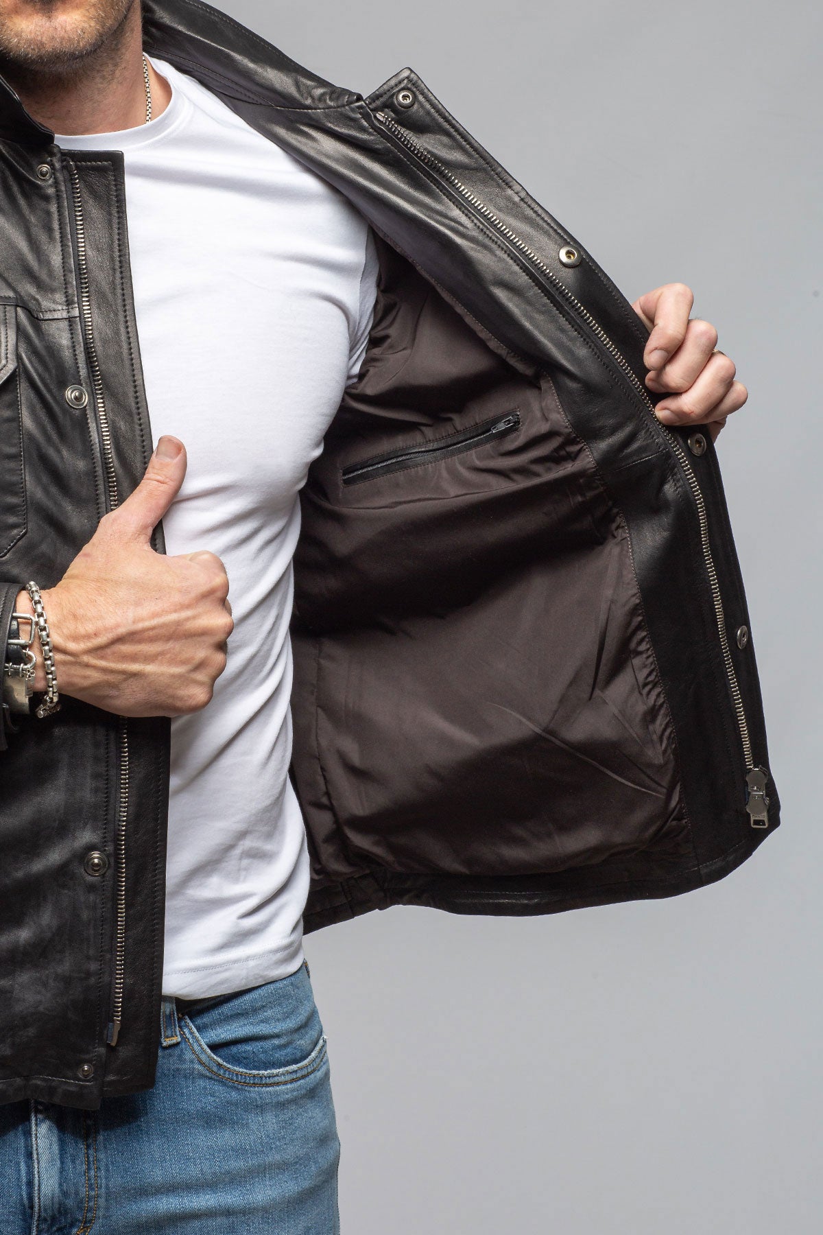 Axel's Florence Collection Marcus Nappa Leather Jacket Samples - Mens - Outerwear - Leather