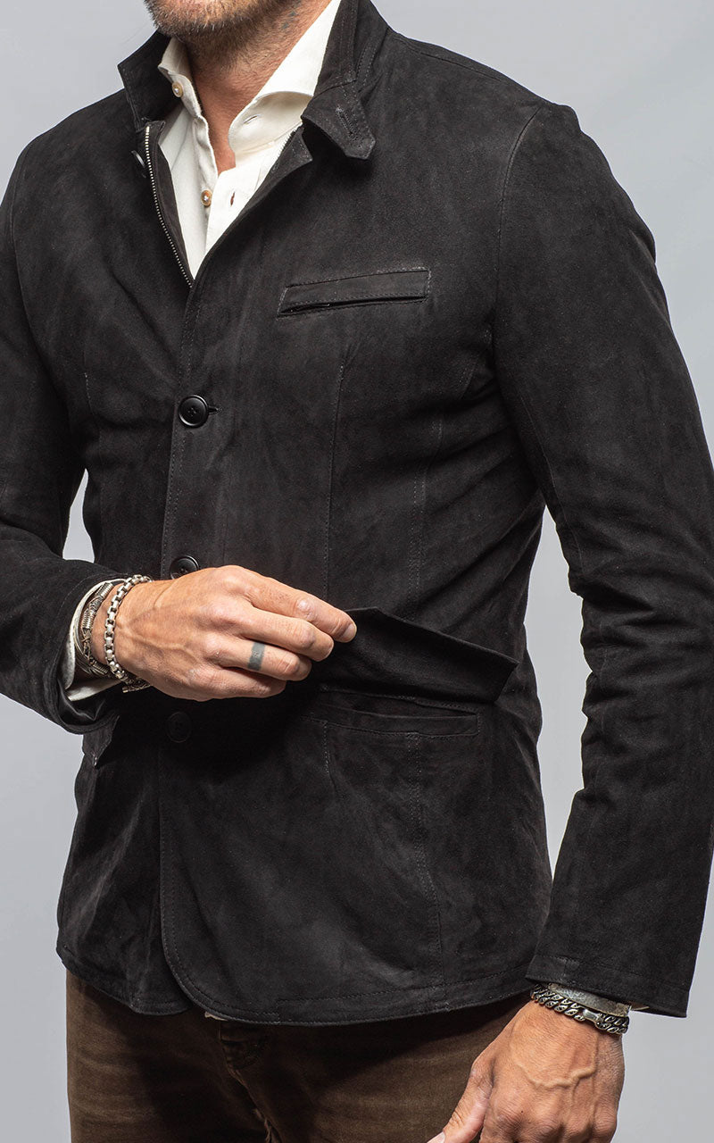 Axel's Florence Collection Polo Sartorial Suede Jacket In Black Mens - Outerwear - Leather