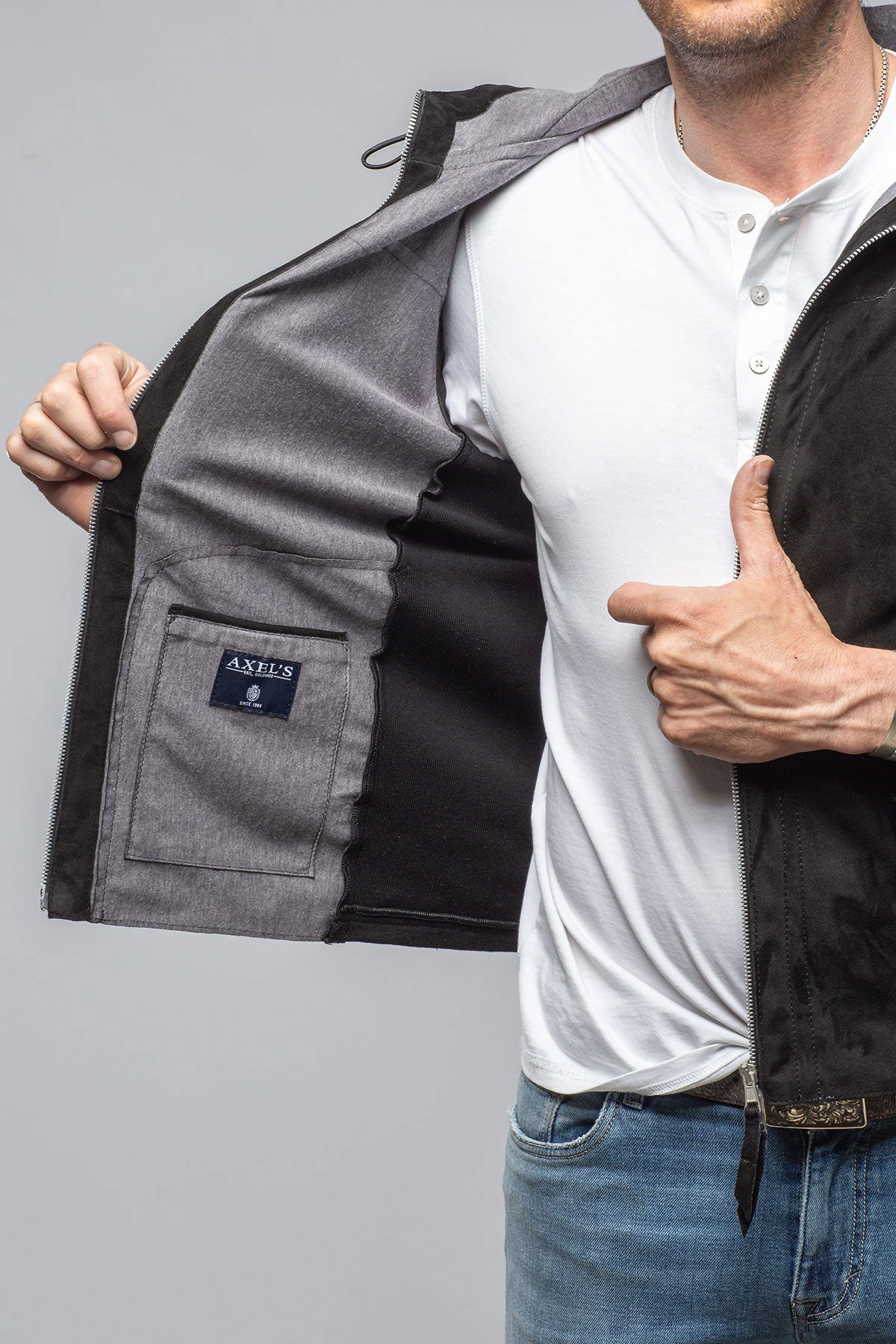 Axel's Florence Collection Reston Hooded Suede Jacket Mens - Outerwear - Leather