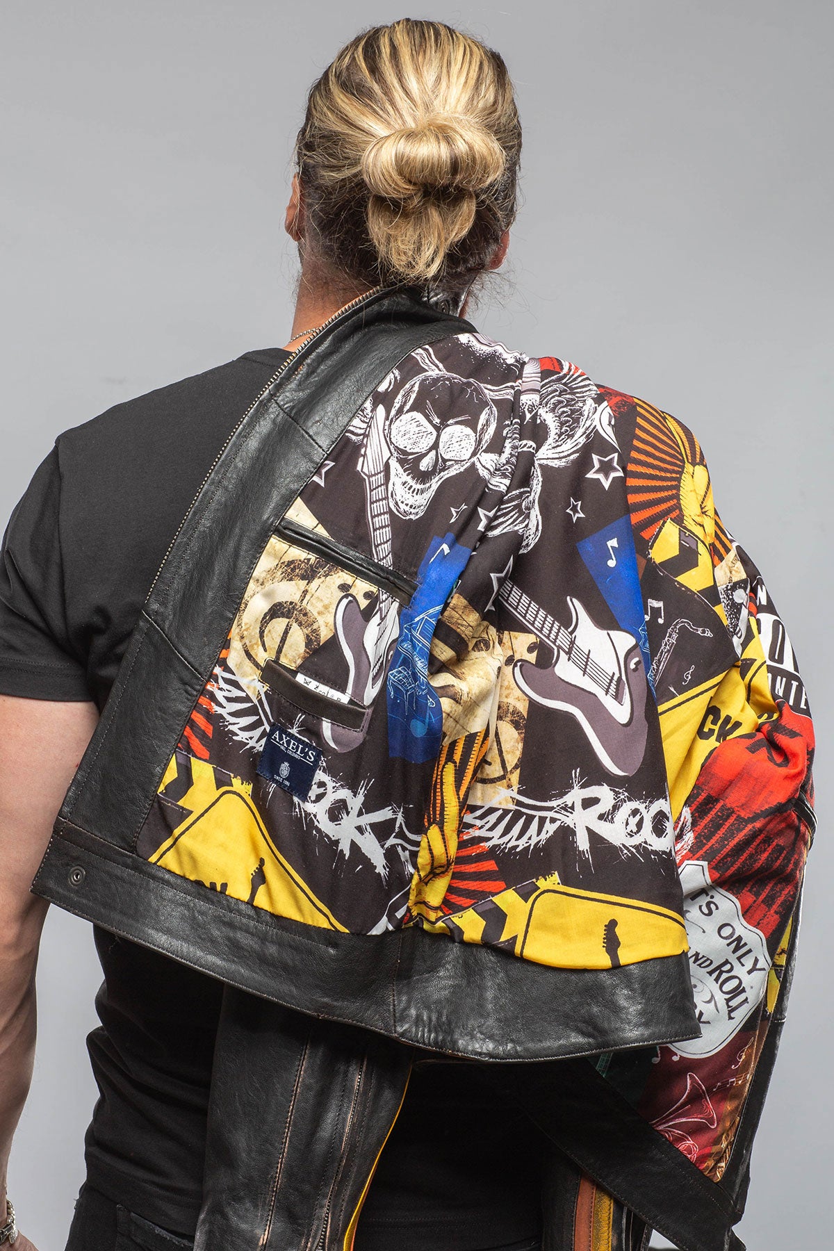 Axel's Florence Collection Retro Biker Jacket In Yellow, White Mens - Outerwear - Leather