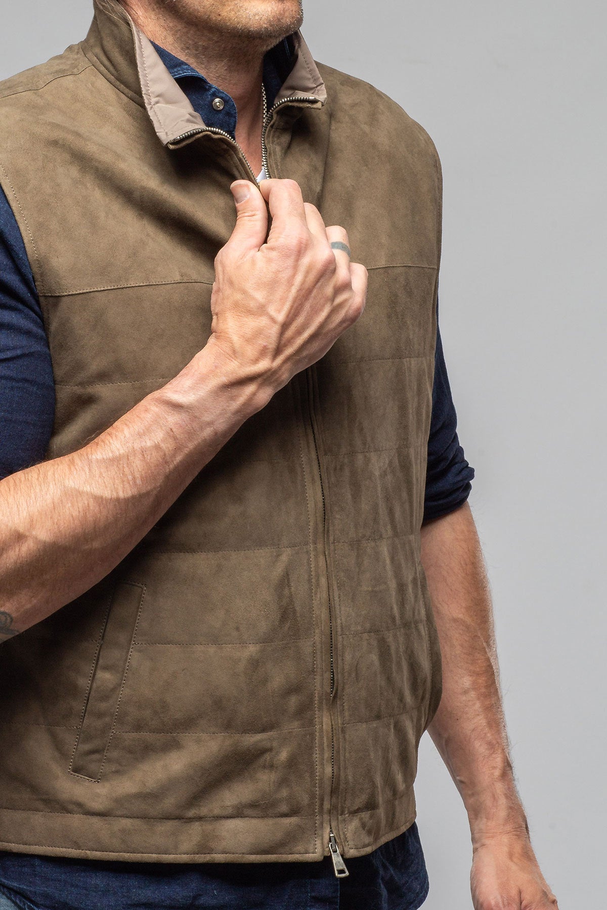 Axel's Florence Collection Riley Vest In Sage Samples - Mens - Outerwear - Leather