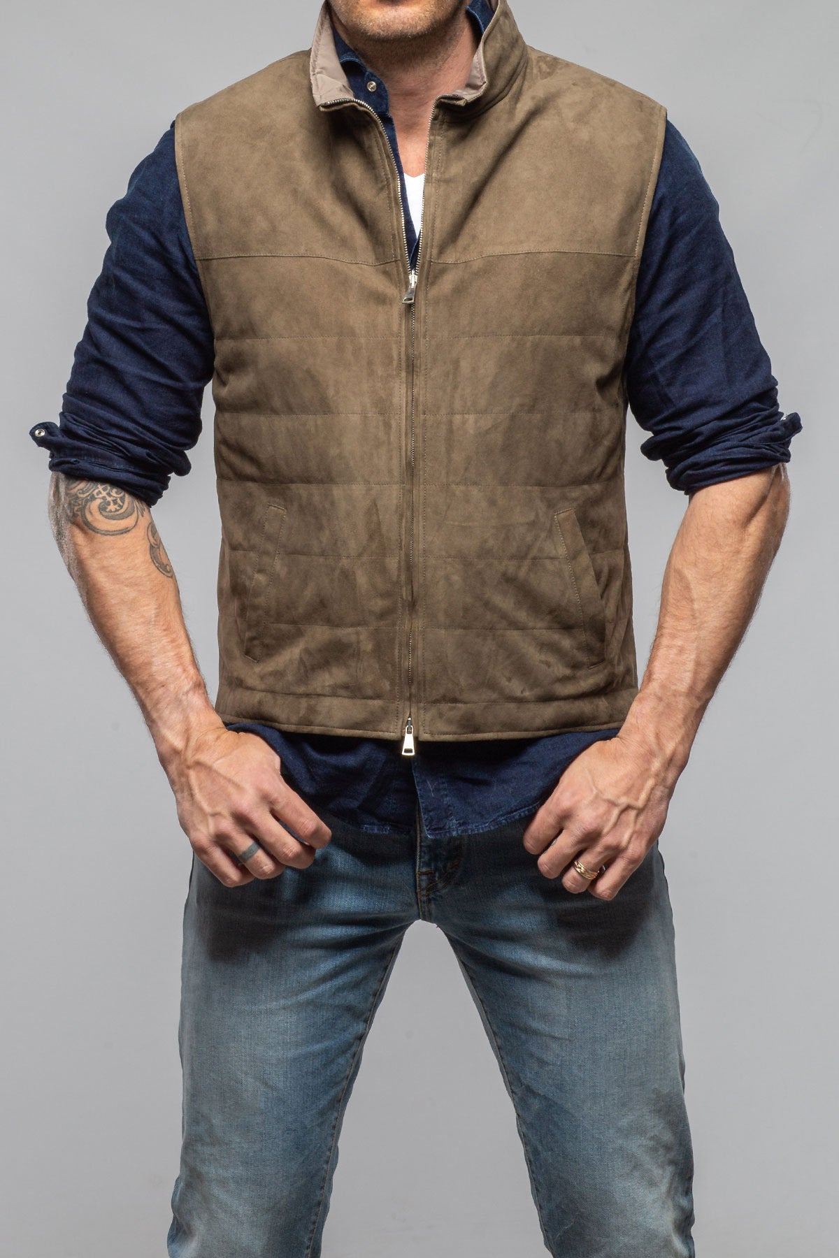 Axel's Florence Collection Riley Vest In Sage Samples - Mens - Outerwear - Leather