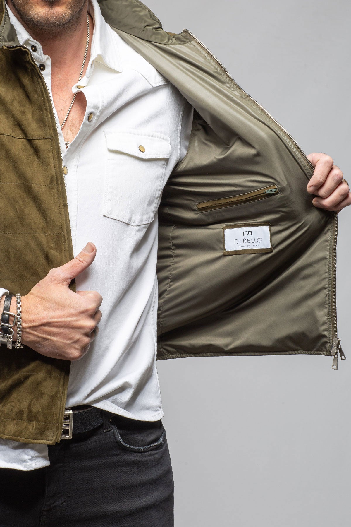 Axel's Florence Collection Riley Vest In Verde Samples - Mens - Outerwear - Leather