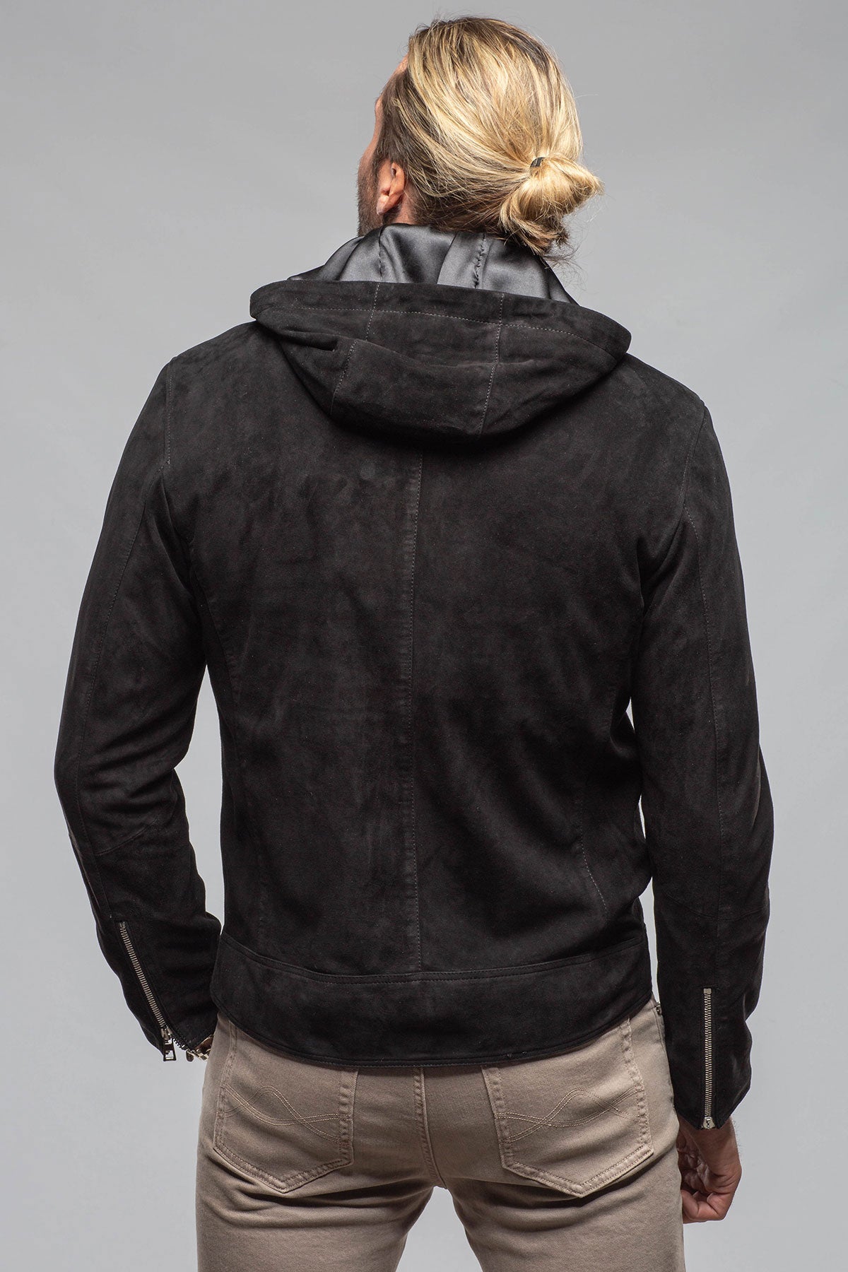 Riva Hooded Suede Jacket In Black | Mens - Outerwear - Leather | Axel's Florence Collection