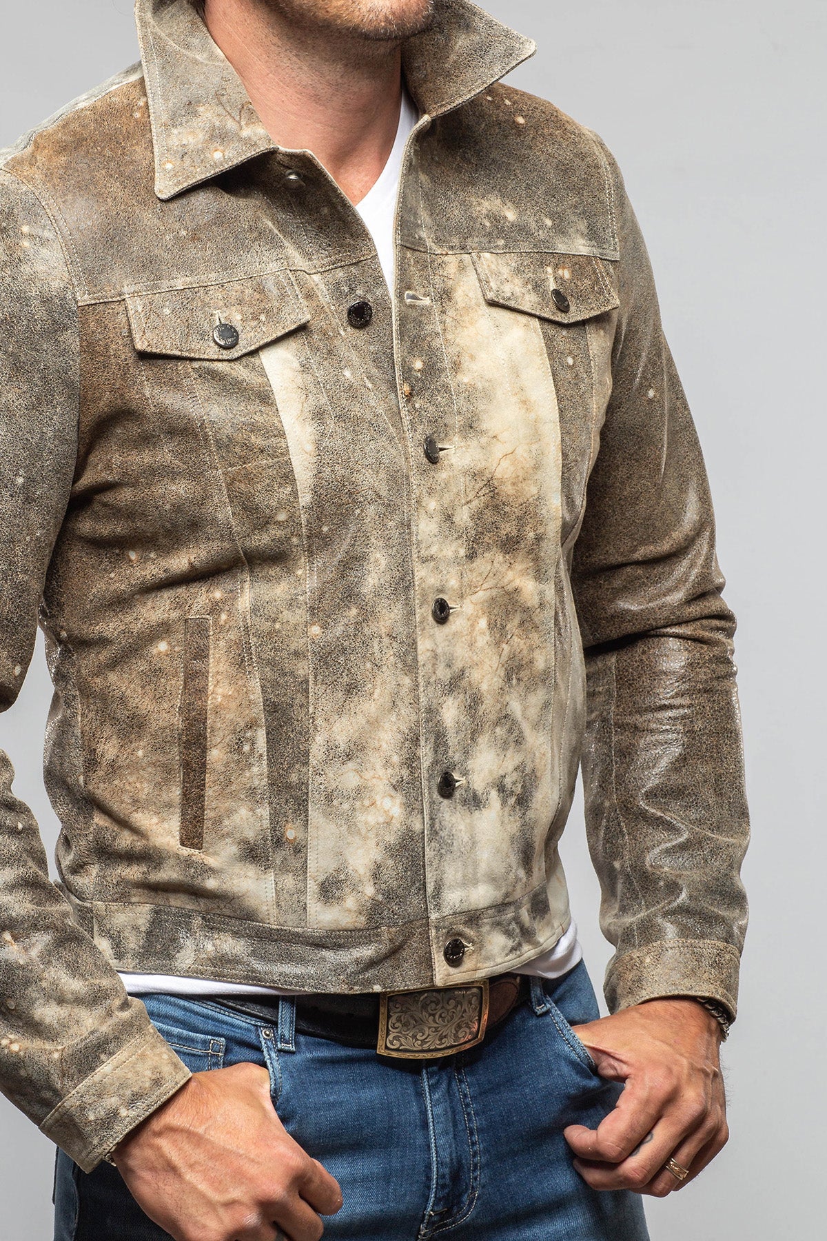 Axel's Florence Collection Roebuck Leather Jean Jacket Samples - Mens - Outerwear - Leather