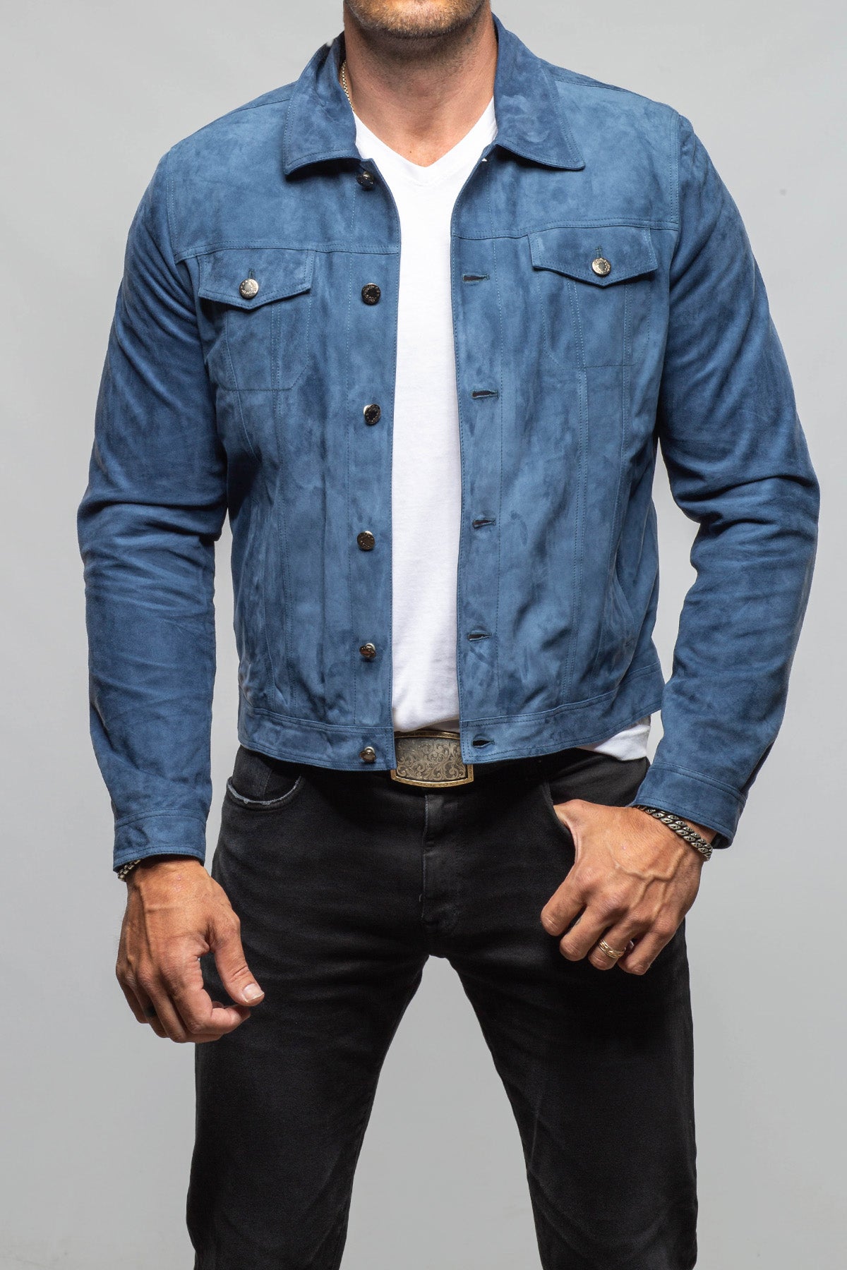 Axel's Florence Collection Roebuck Suede Jean Jacket Samples - Mens - Outerwear - Leather