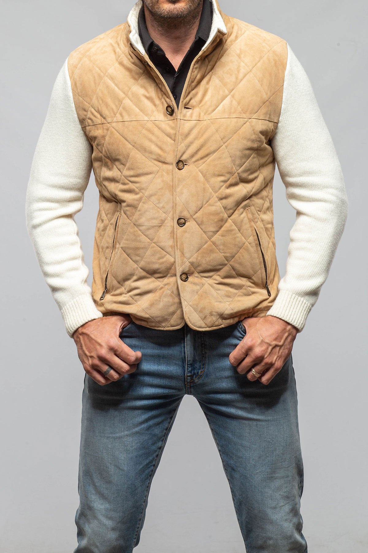 Russell Hybrid Suede Jacket | Samples - Mens - Outerwear - Cloth | Axel's Florence Collection