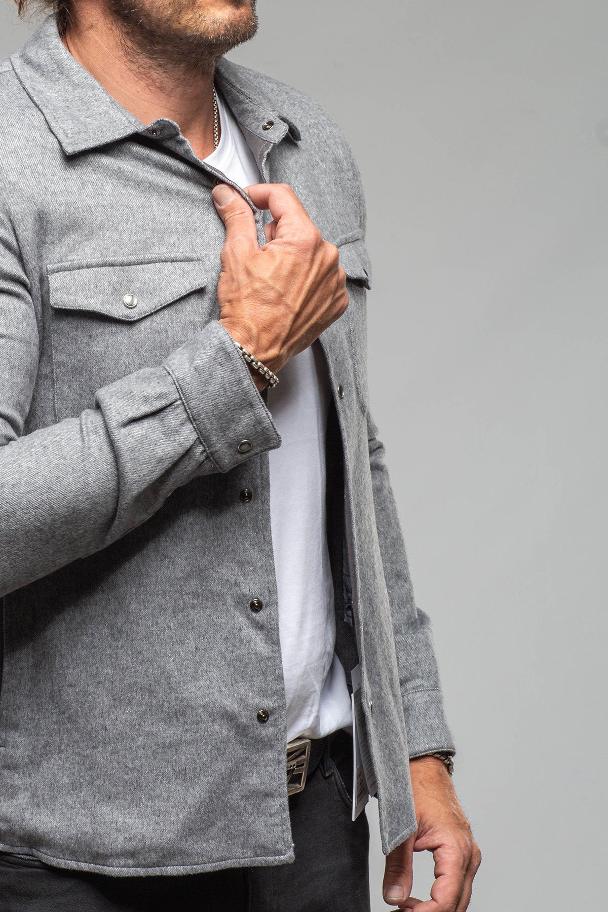 Axel's Florence Collection Ryan Wool-Cashmere Snap Shirt Samples - Mens - Outerwear - Cloth