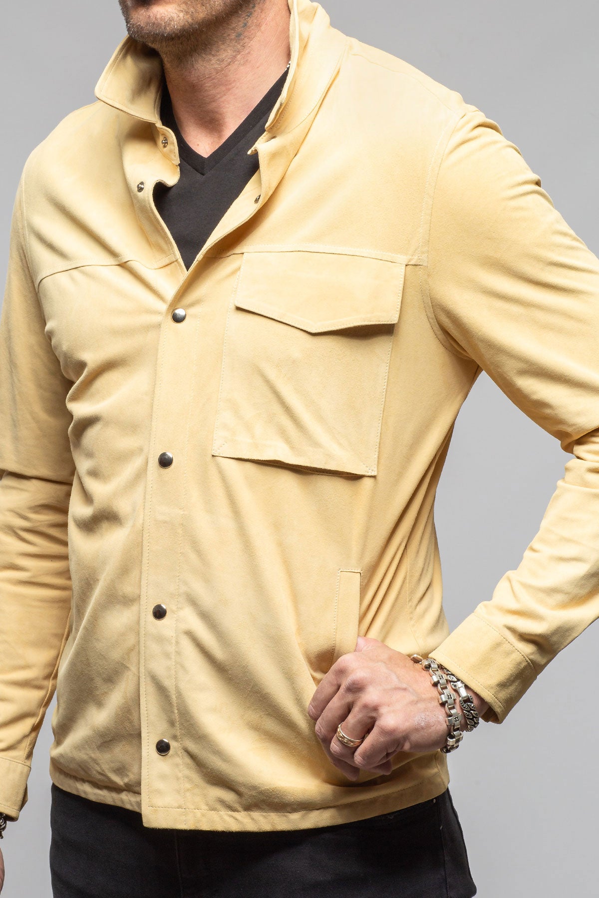 Axel's Florence Collection Rye Suede Shirt Jacket Samples - Mens - Outerwear - Leather