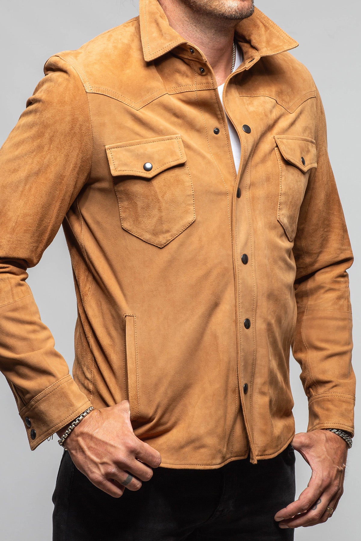 Axel's Florence Collection Salt Creek Suede Snap Shirt Samples - Mens - Outerwear - Leather