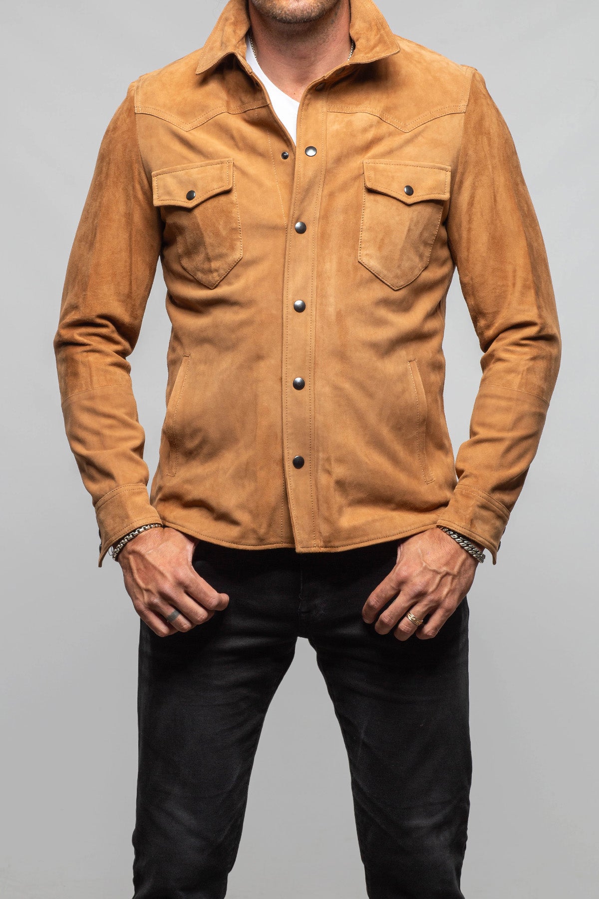 Axel's Florence Collection Salt Creek Suede Snap Shirt Samples - Mens - Outerwear - Leather