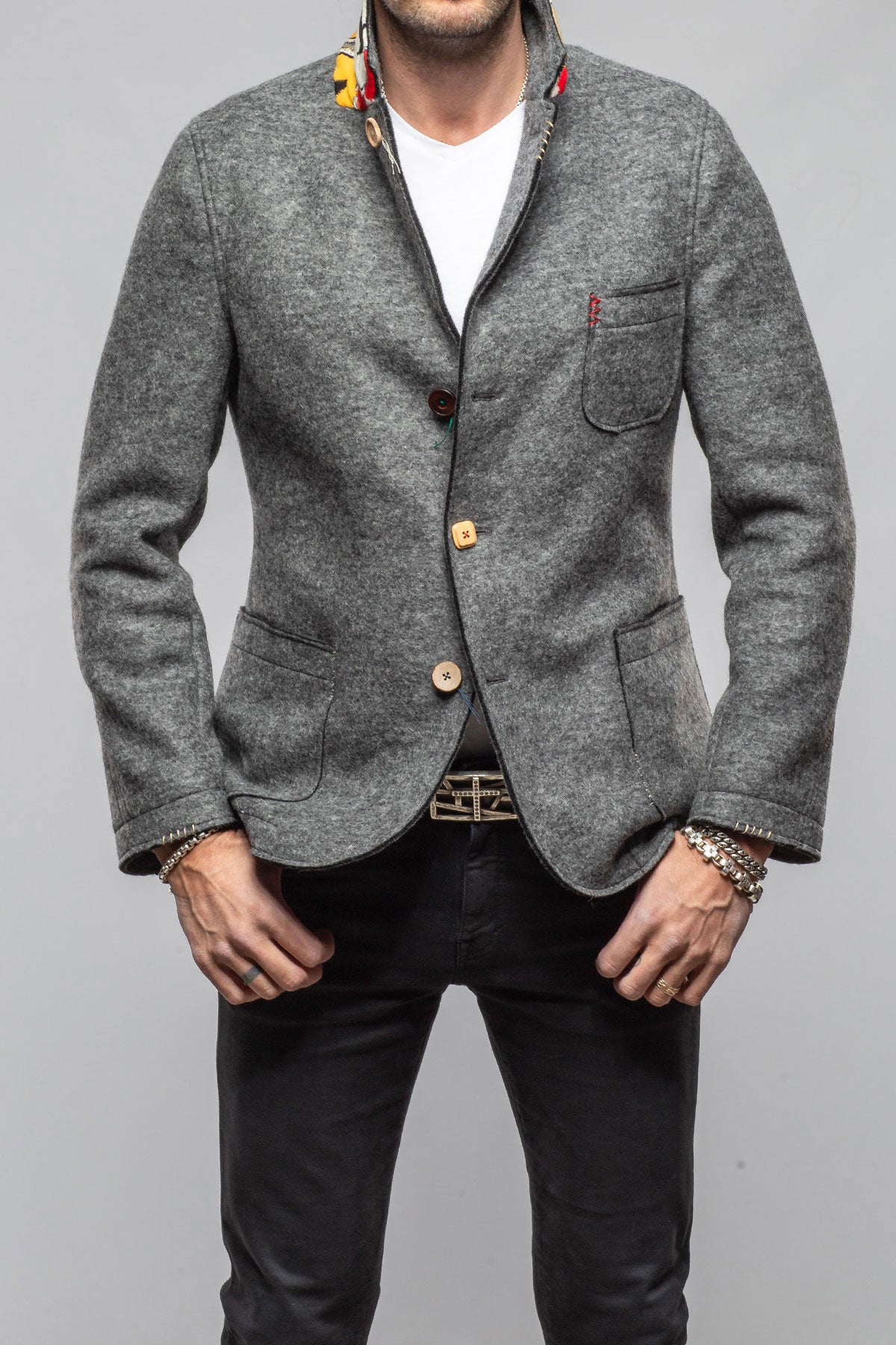 Axel's Florence Collection Stratton Knit Jacket In Dark Grey Samples - Mens - Outerwear - Cloth