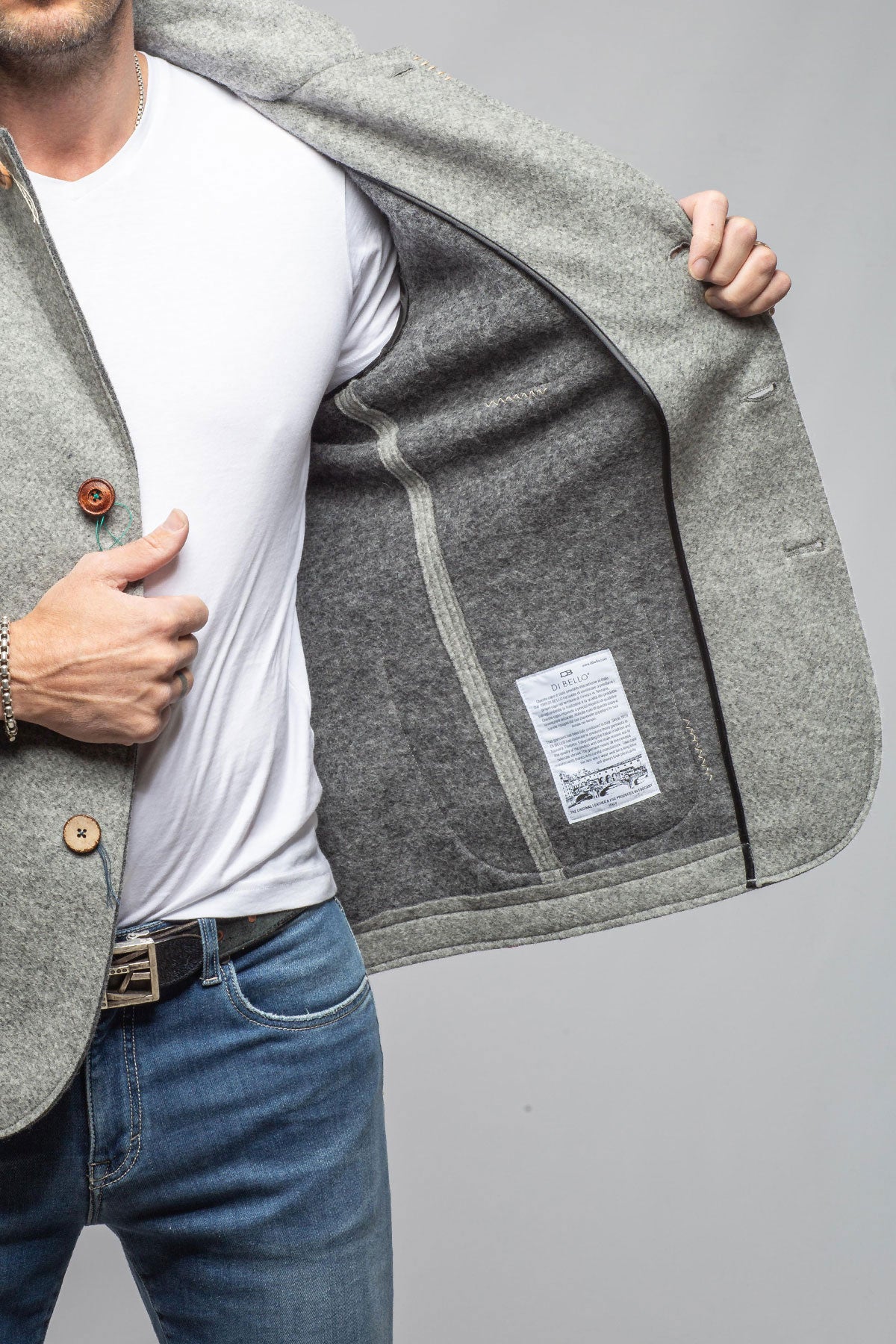 Stratton Knit Jacket In Grey | Samples - Mens - Outerwear - Cloth | Axel's Florence Collection