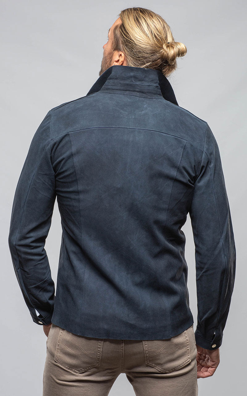Axel's Florence Collection The Don II Suede Zip Jacket In Navy Mens - Outerwear - Leather