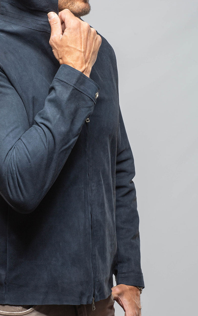 Axel's Florence Collection The Don II Suede Zip Jacket In Navy Mens - Outerwear - Leather