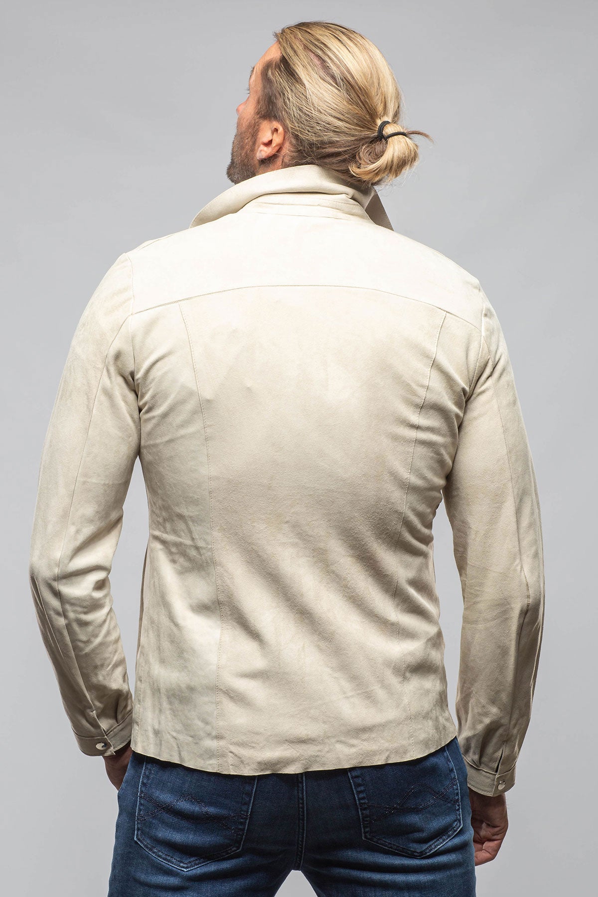 Axel's Florence Collection The Don II Suede Zip Jacket In Taupe Mens - Outerwear - Leather