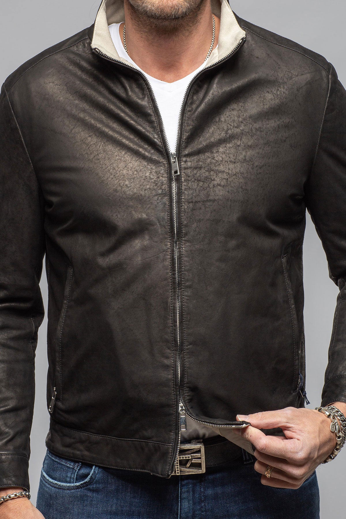 Axel's Florence Collection The Durango Suede Jacket In Black Samples - Mens - Outerwear - Leather
