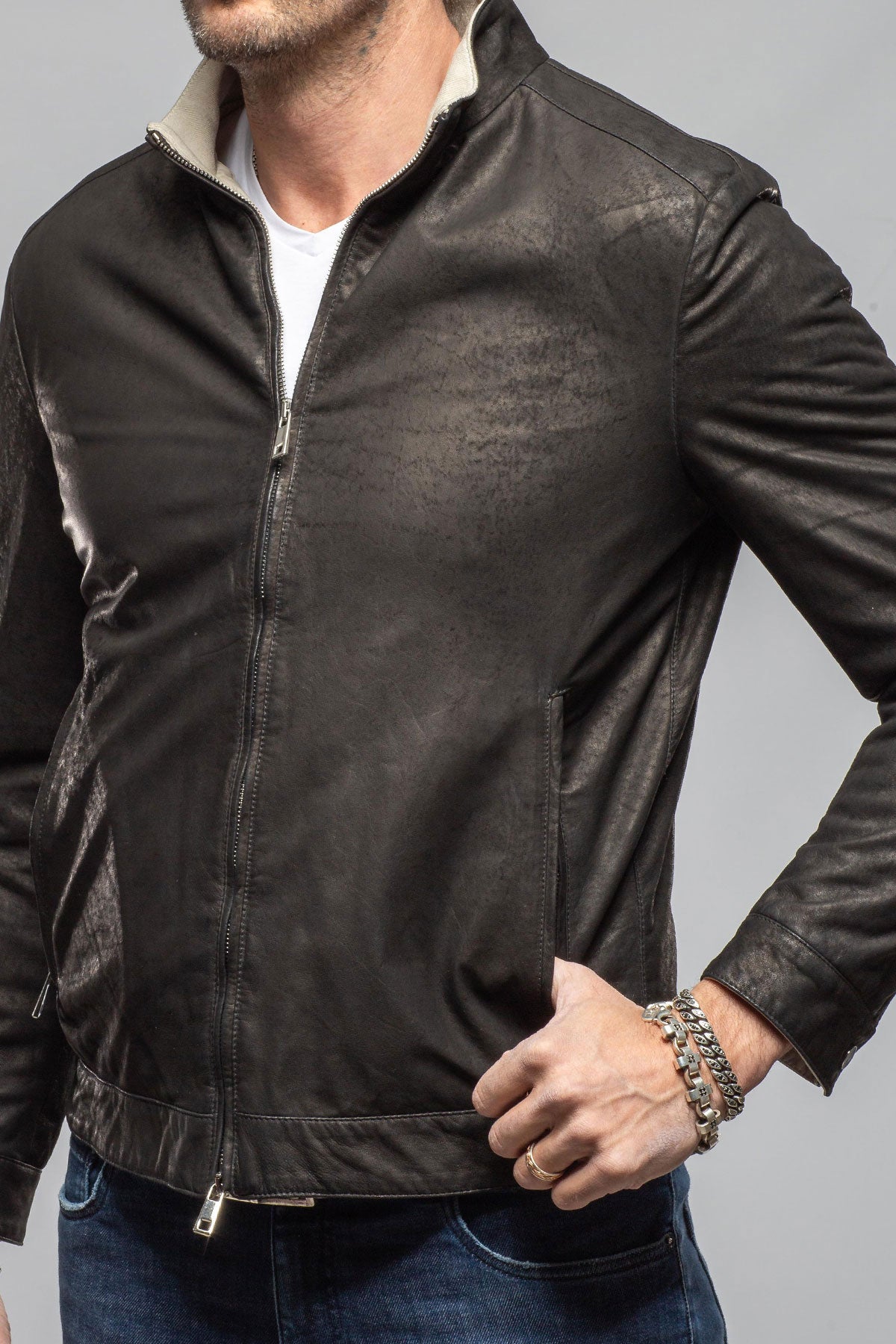 Axel's Florence Collection | The Durango Suede Jacket In Black | Samples - Mens - Outerwear - Leather