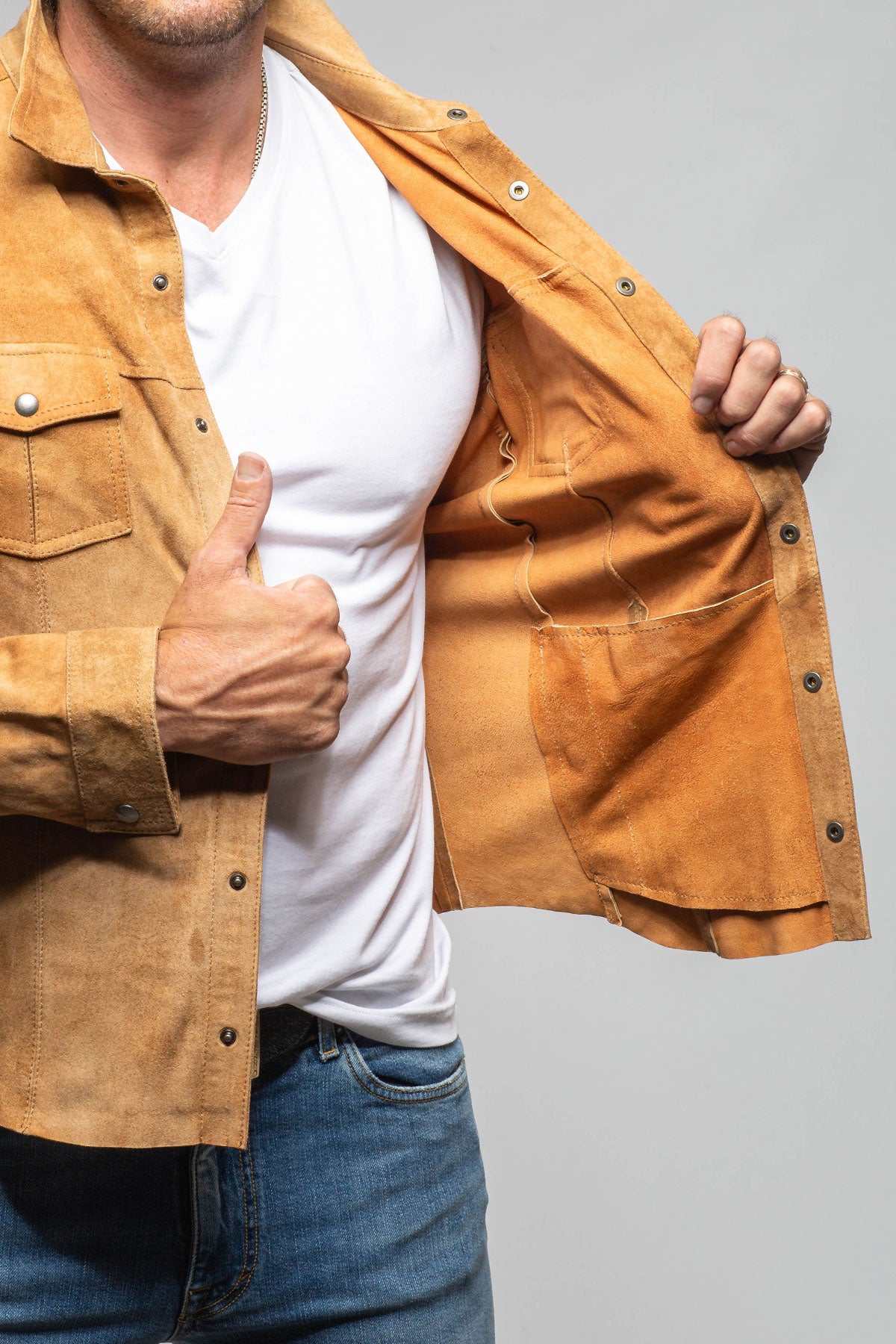 Axel's Florence Collection Tiburon Suede Snap Shirt Samples - Mens - Outerwear - Leather