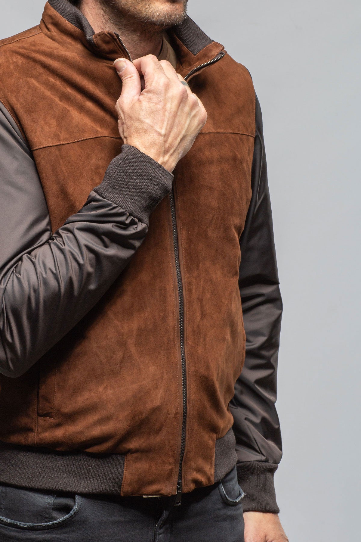 Axel's Florence Collection Townsend Hybrid Jacket In Navy Samples - Mens - Outerwear - Leather