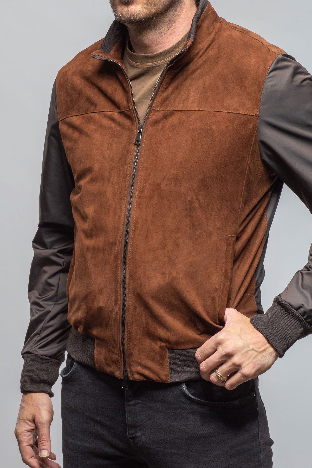 Axel's Florence Collection Townsend Hybrid Jacket In Navy Samples - Mens - Outerwear - Leather
