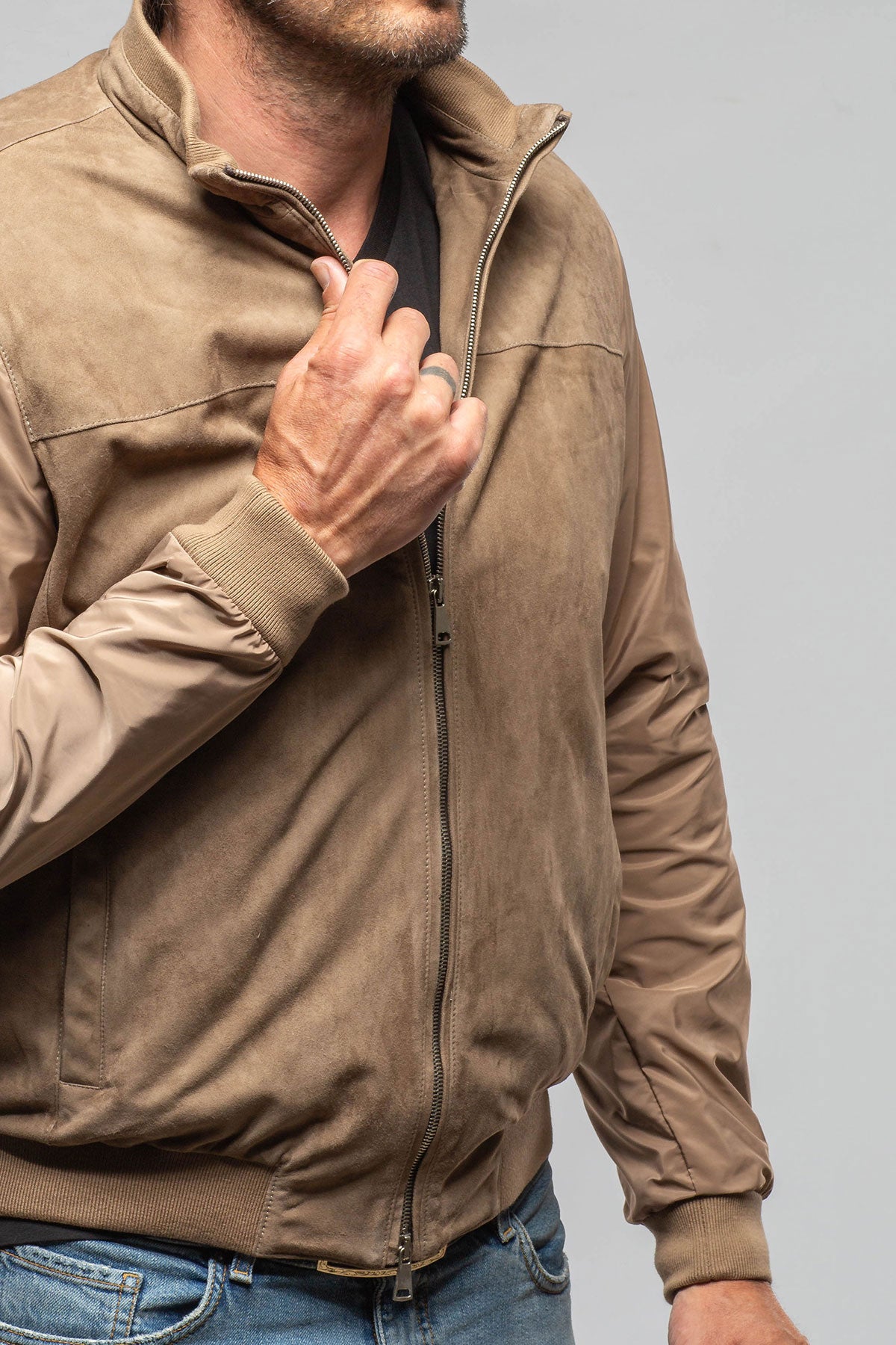 Townsend Hybrid Jacket In Stone | Samples - Mens - Outerwear - Leather | Axel's Florence Collection