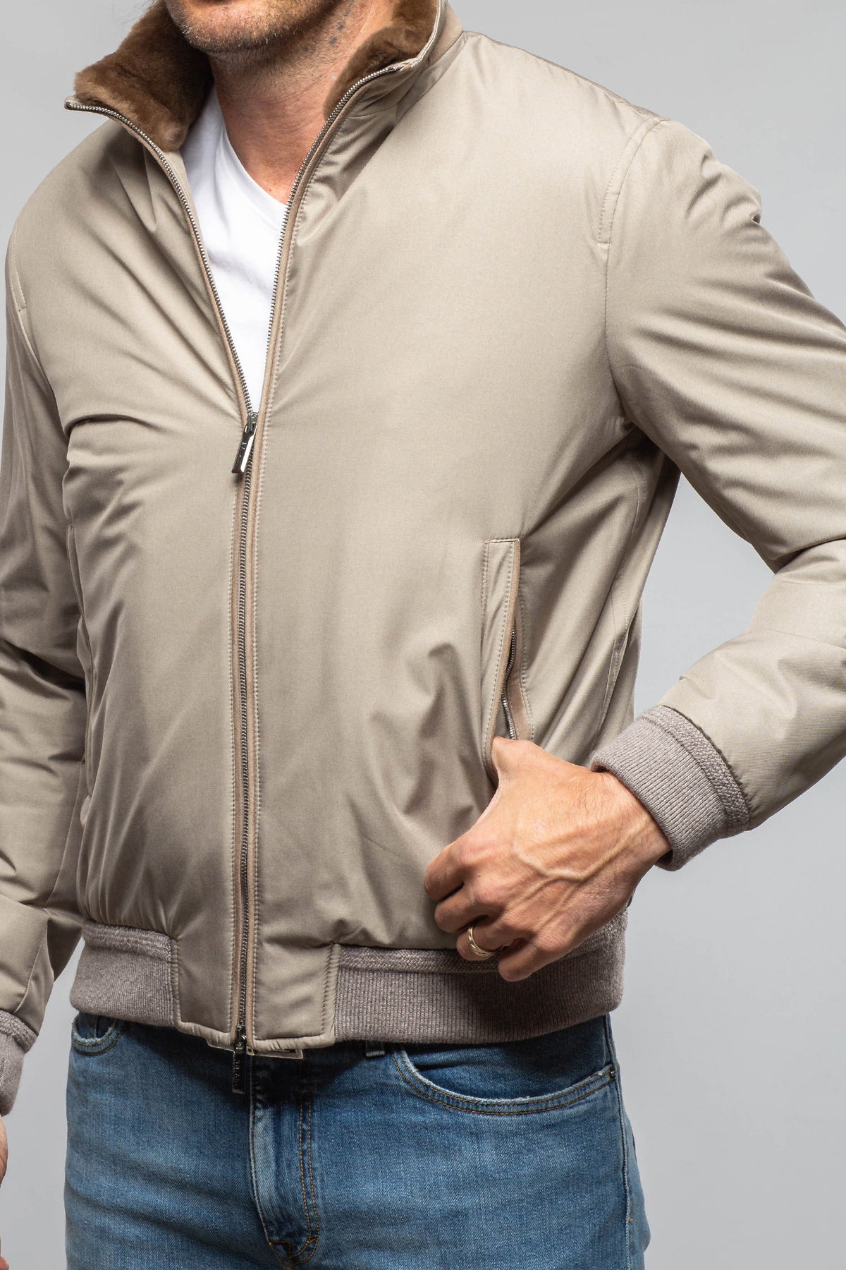 Axel's Florence Collection Verona Technical Softshell Jacket in Taupe Samples - Mens - Outerwear - Cloth