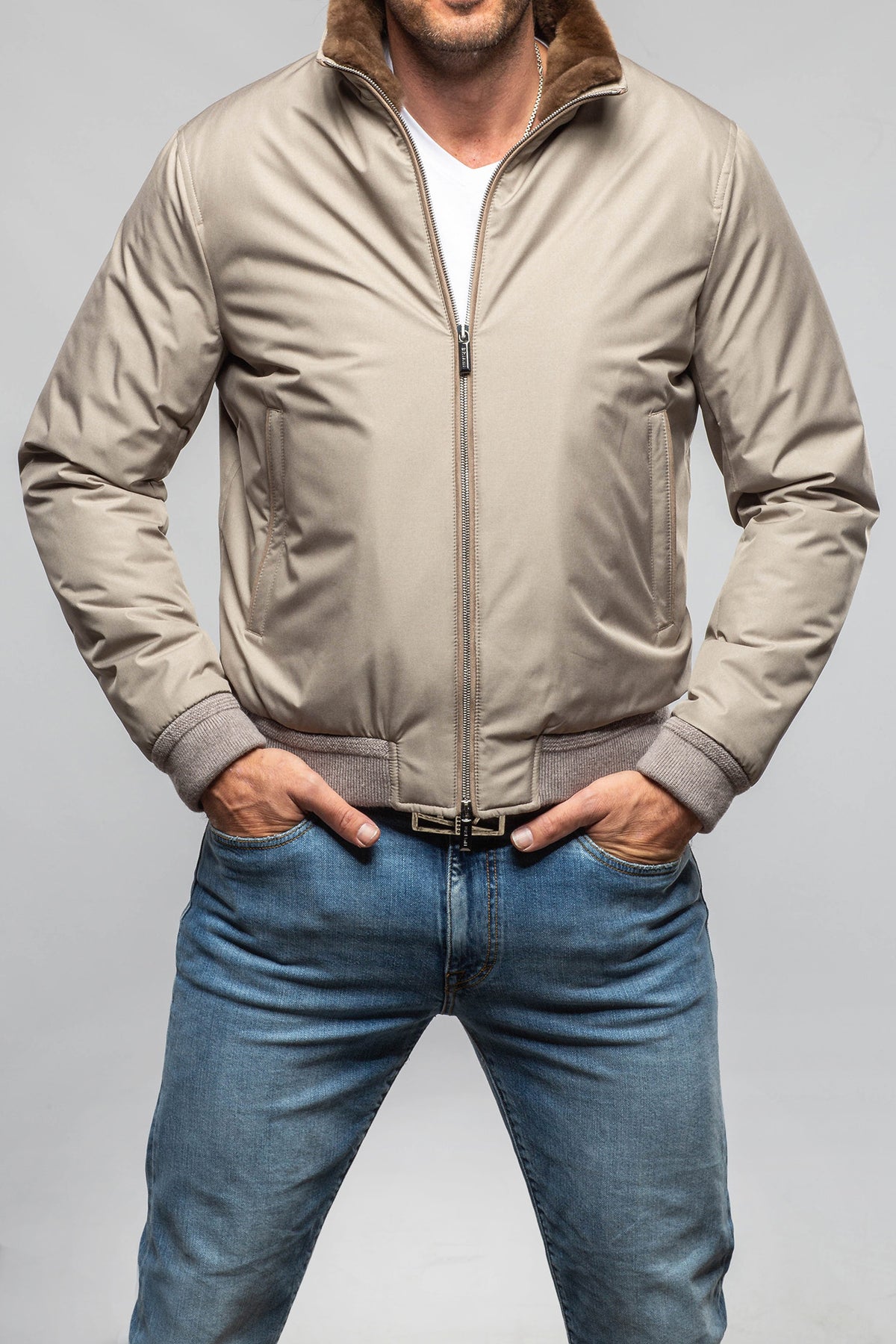Axel's Florence Collection Verona Technical Softshell Jacket in Taupe Samples - Mens - Outerwear - Cloth