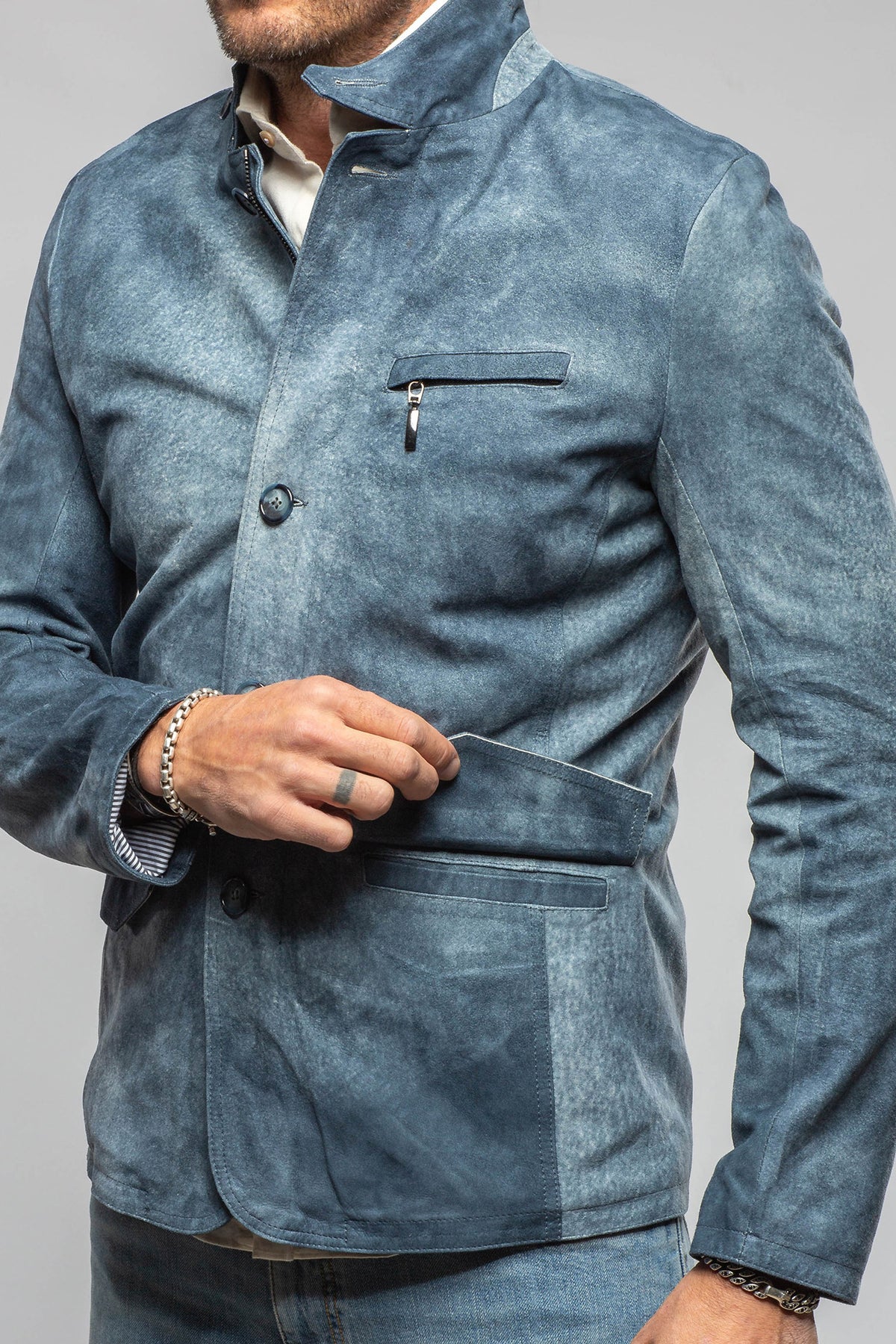Axel's Florence Collection Walhalla Lambskin Suede Blazer Samples - Mens - Outerwear - Leather