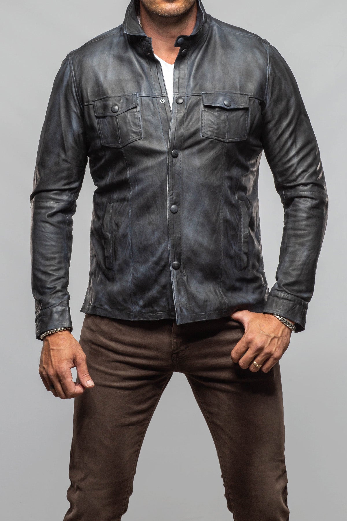 Axel's Florence Collection Yemassee Washed Leather Jacket Samples - Mens - Outerwear - Leather