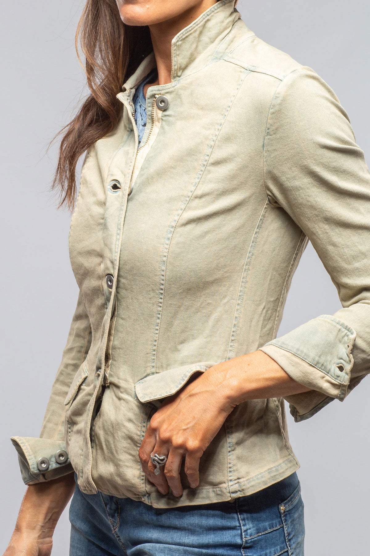 Axel's Premium Denim | Evelyn Chambray Blazer In Natural Vintage | Ladies - Outerwear - Lightweight
