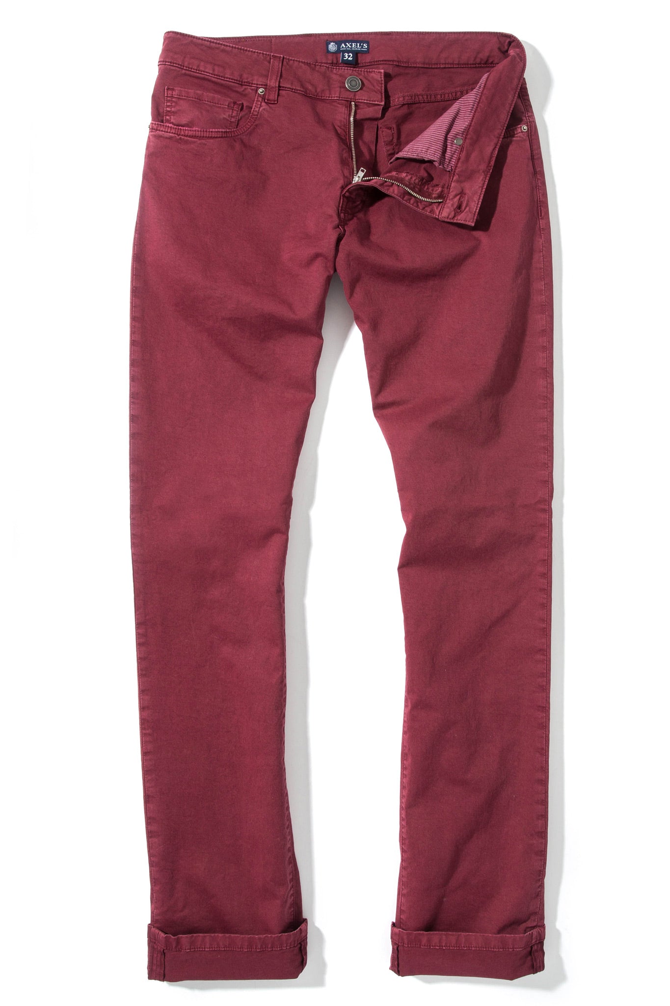 Axel's Premium Denim Flagstaff Stretch Cotton Twill in Bordeaux Mens - Pants - 5 Pocket