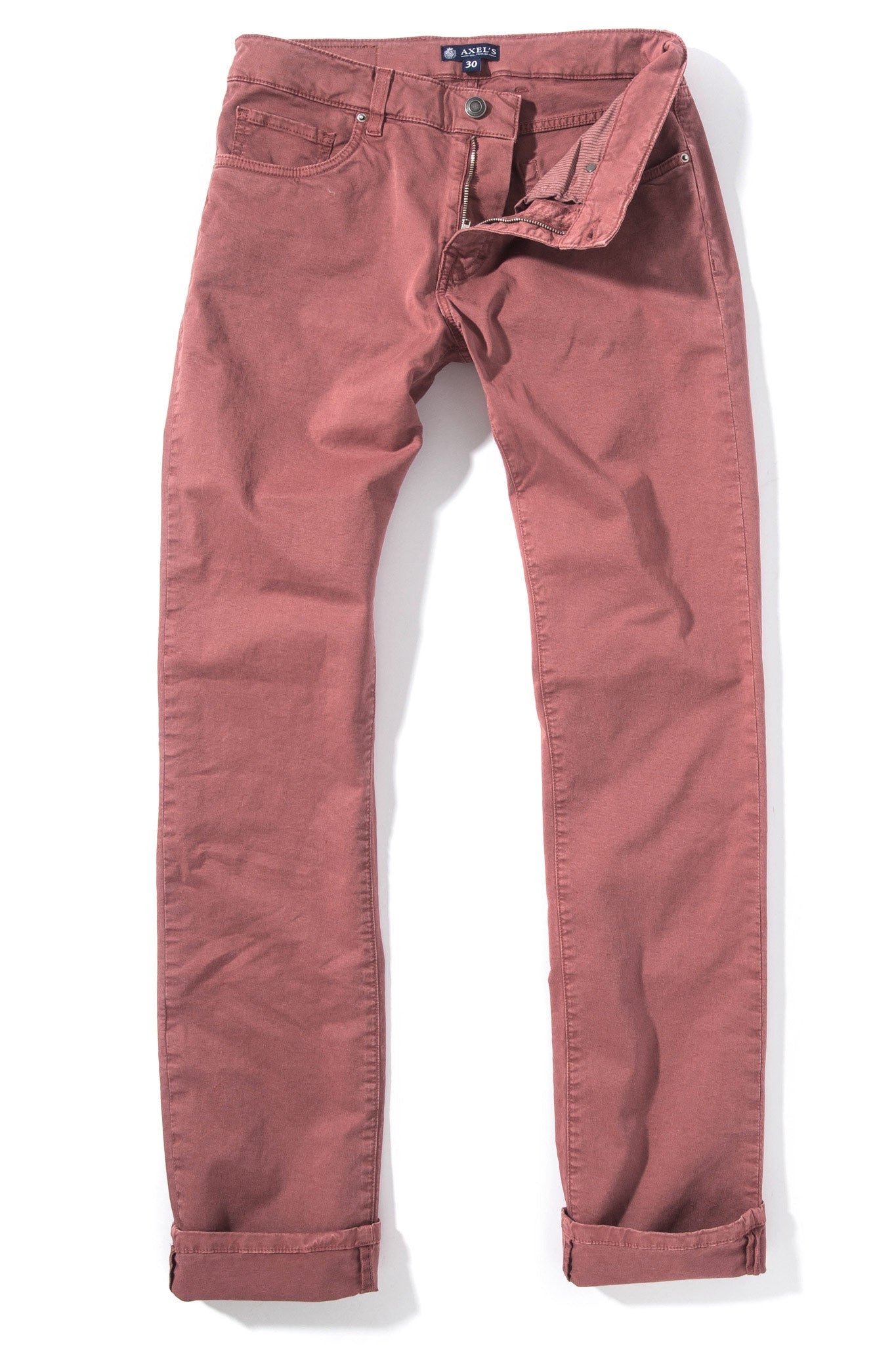 Axel's Premium Denim Flagstaff Stretch Cotton Twill in Lampone Mens - Pants - 5 Pocket