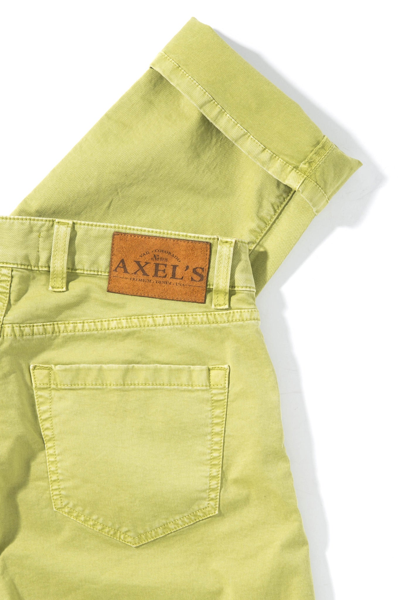 Axel's Premium Denim Flagstaff Stretch Cotton Twill in Lime Mens - Pants - 5 Pocket