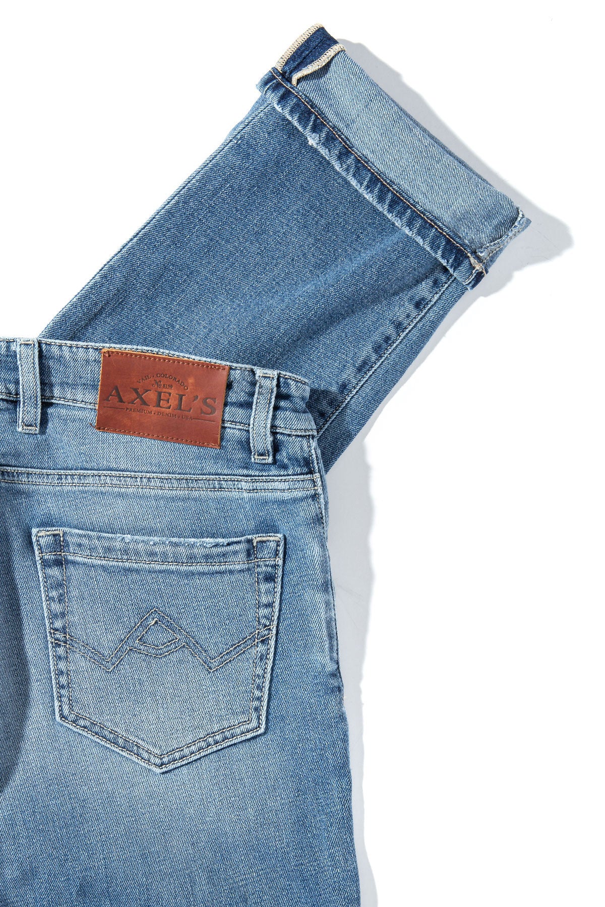 Axel's Premium Denim Kingman Denim In Light Wash Beige Stitch Mens - Pants - 5 Pocket