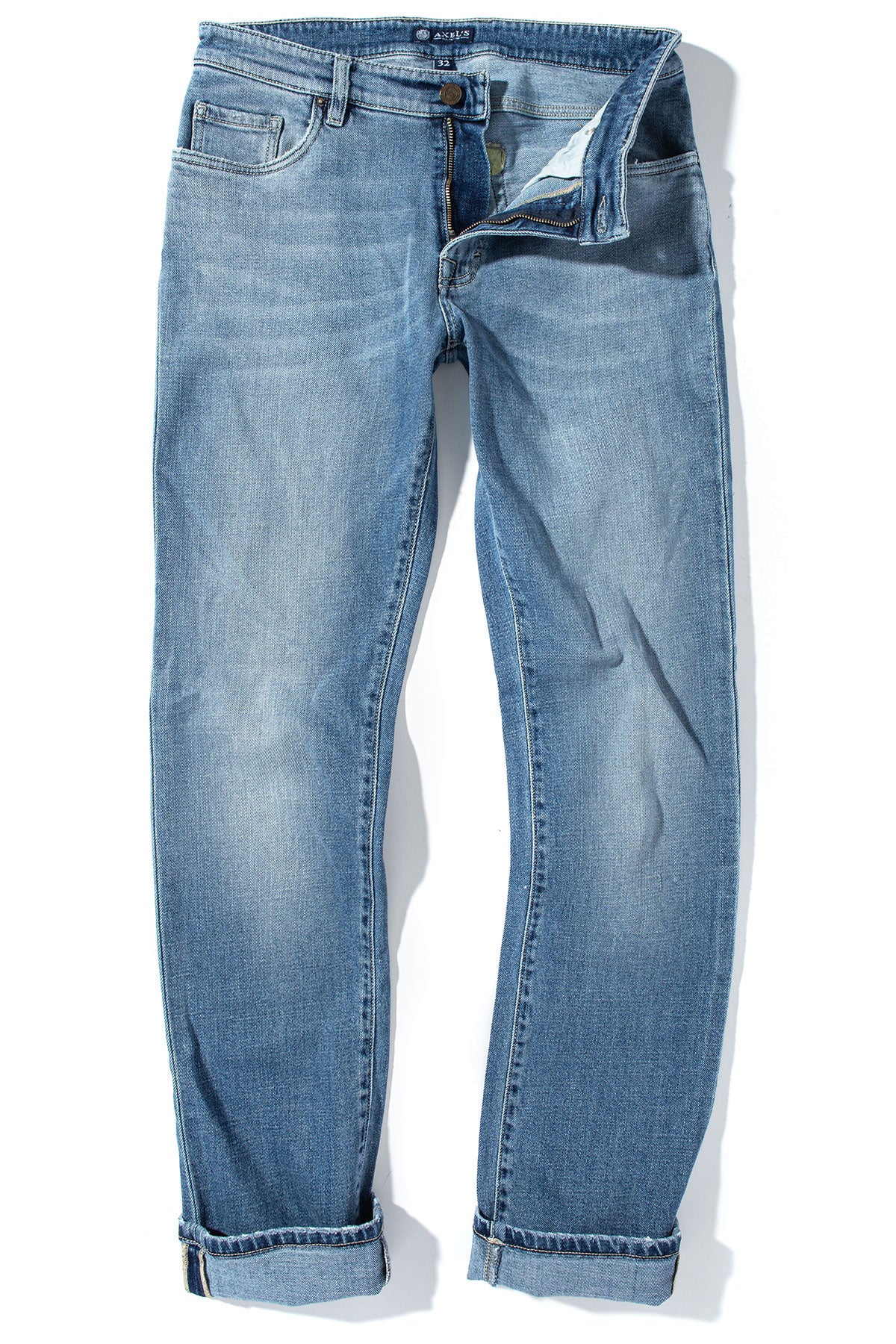 Axel's Premium Denim Kingman Denim In Light Wash Beige Stitch Mens - Pants - 5 Pocket
