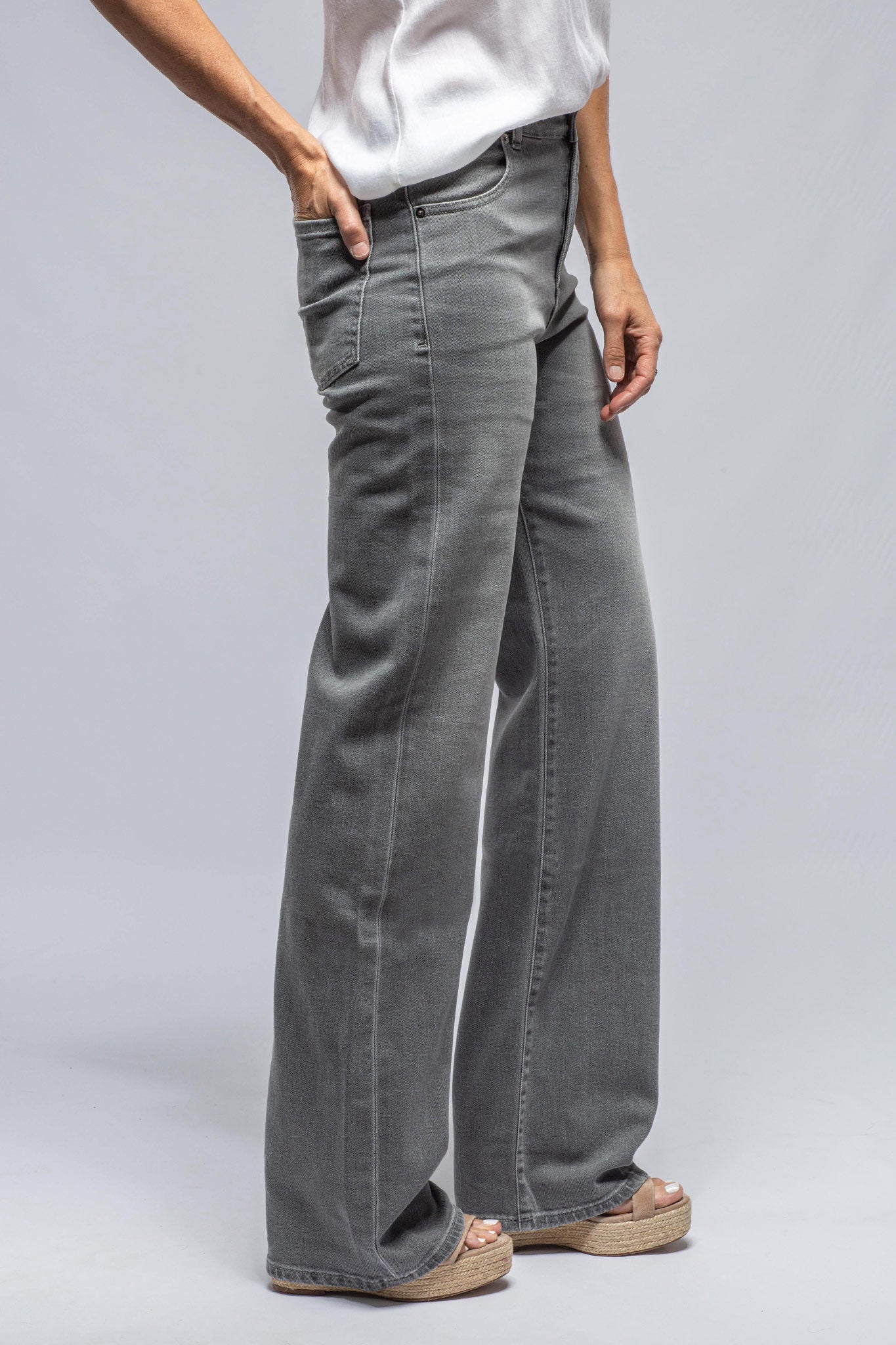 Axel's Premium Denim Martina High Rise Wide Leg Jean In Grey Ladies - Pants - Jeans