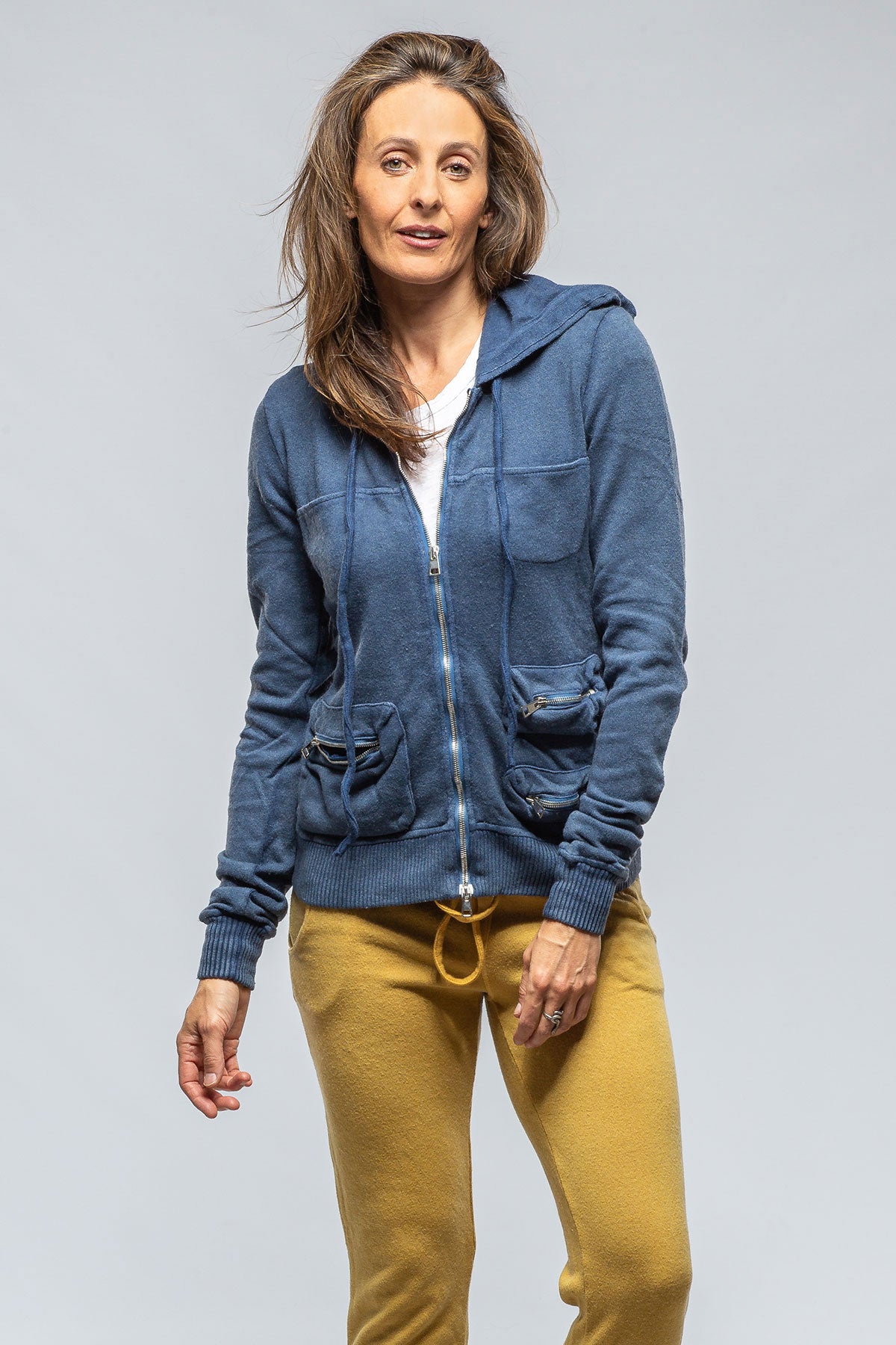 Axel's Premium Denim Pari Hoodie In Navy Ladies - Tops