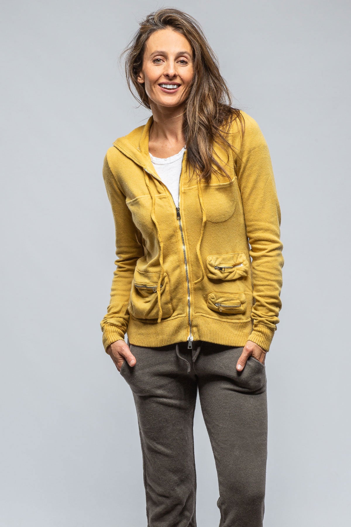 Axel's Premium Denim Pari Hoodie In Ochra Ladies - Tops